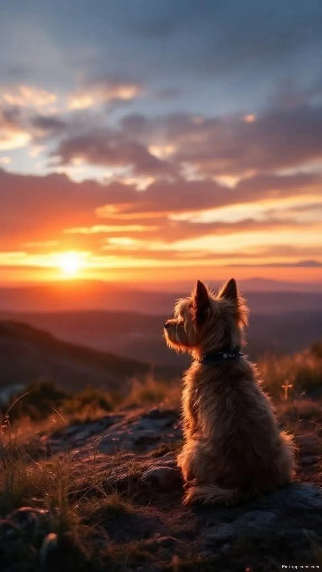 Peaceful Sunset View with Cute Dog Wallpaper for Phones Peaceful Sunset View with Cute Dog Wallpaper for Phones