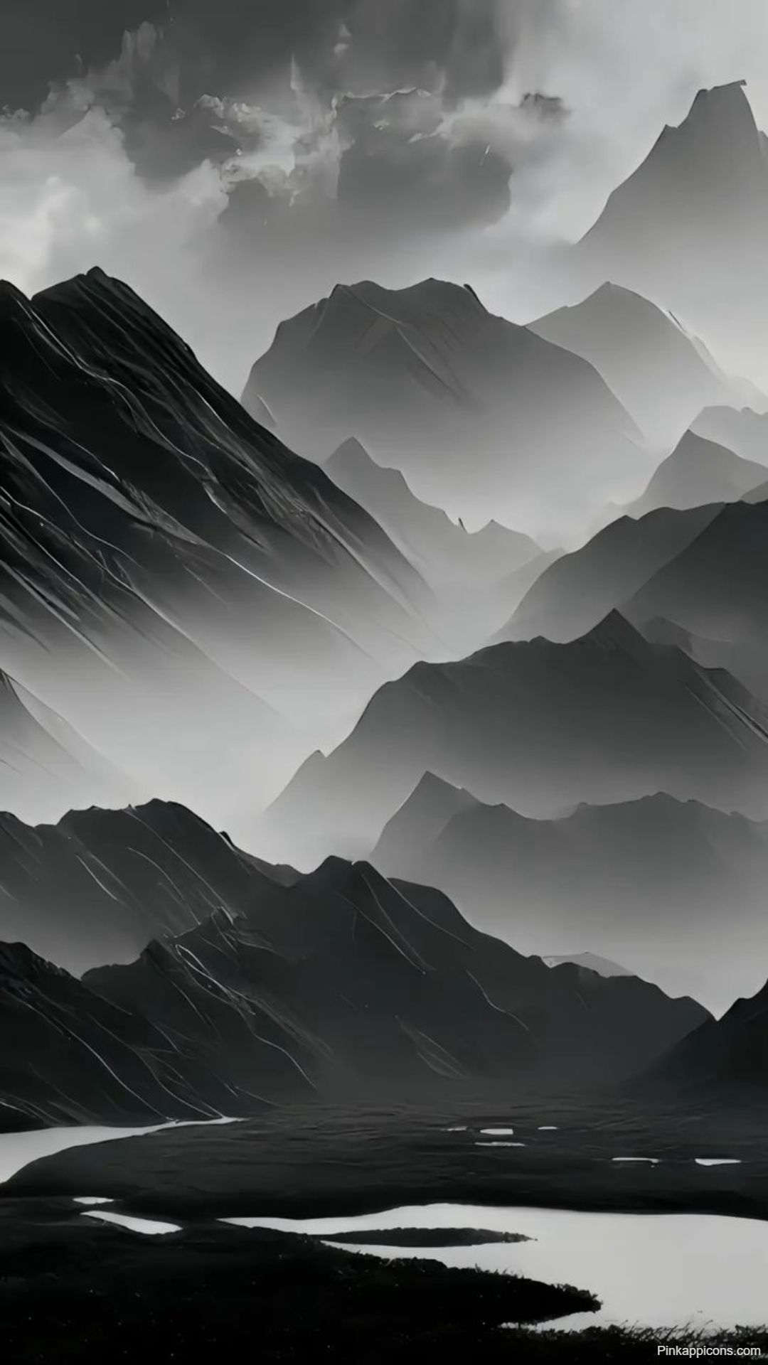 Pegunungan Berkabut Keindahan Monokromatik dalam Wallpaper Hitam Putih Pegunungan Berkabut Keindahan Monokromatik dalam Wallpaper Hitam Putih