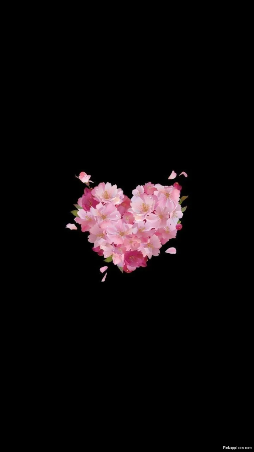 Pink Floral Heart Wallpaper Elegant Cherry Blossom on Dark Background for Phone Pink Floral Heart Wallpaper Elegant Cherry Blossom on Dark Background for Phone