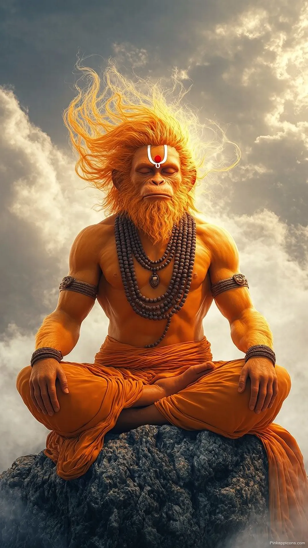 Powerful Lord Hanuman Ji Wallpaper for iPhone – Zen Aura in Clouds Powerful Lord Hanuman Ji Wallpaper for iPhone – Zen Aura in Clouds
