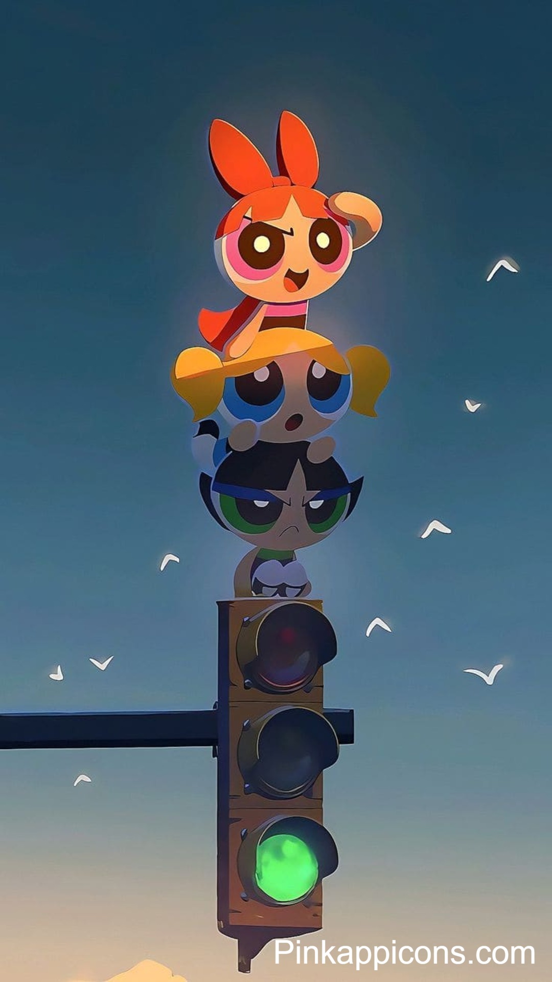 Powerpuff Girls on Traffic Light Cartoon Wallpaper for iPhone Powerpuff Girls on Traffic Light Cartoon Wallpaper for iPhone.