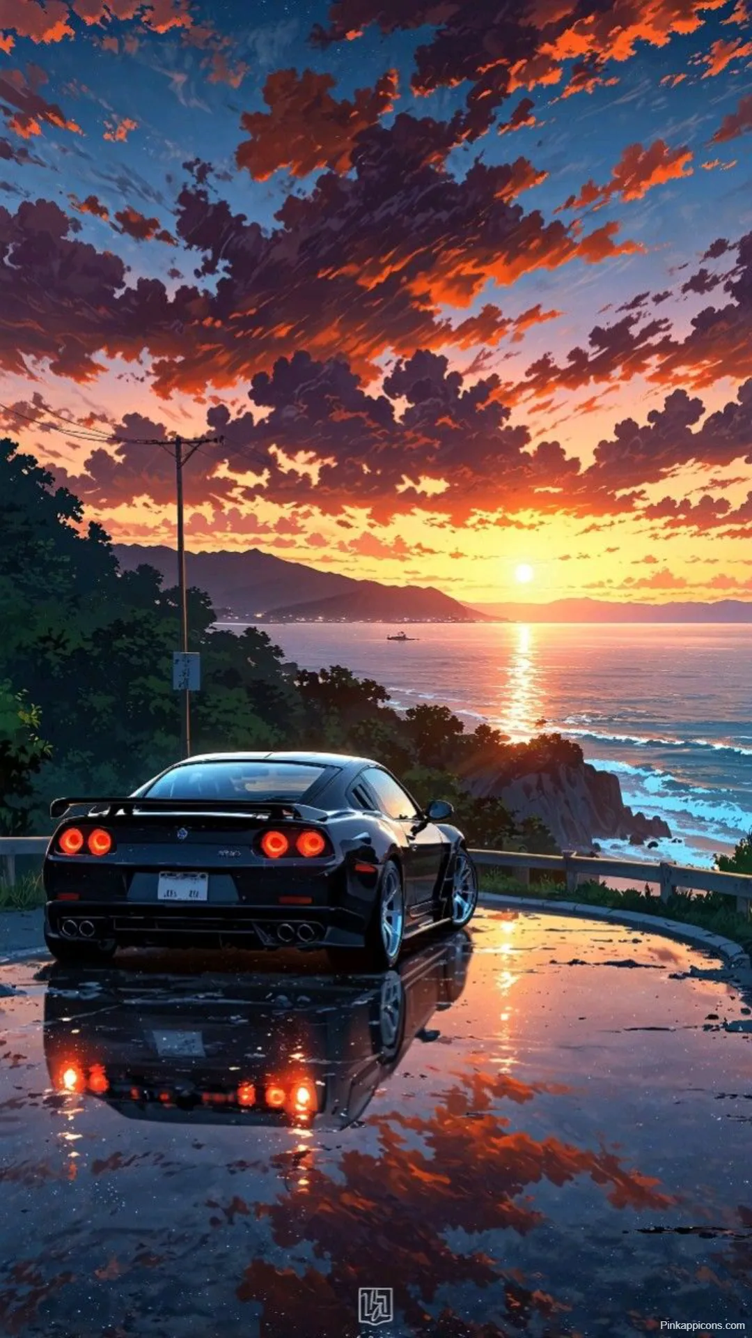Sports Car Coastal Sunset Reflection Wallpaper Scenic Landscape Skyline Wallpapers Sports Car Coastal Sunset Reflection Wallpaper – Scenic Landscape Skyline-Wallpapers