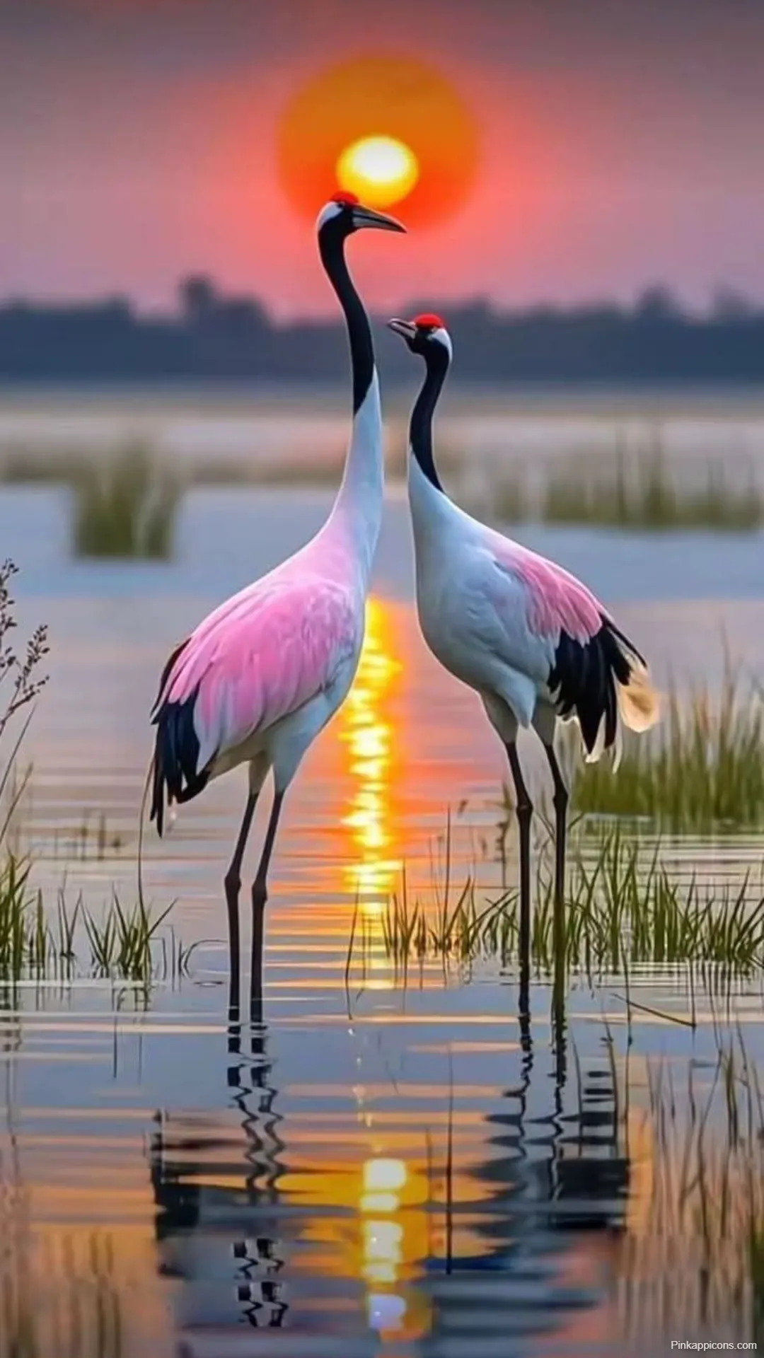 Stunning Bird Wallpaper Romantic Pair of Red Crowned Cranes at Dusk Best Bird Wallpapers Stunning Bird Wallpaper Romantic Pair of Red-Crowned Cranes at Dusk – Best Bird Wallpapers