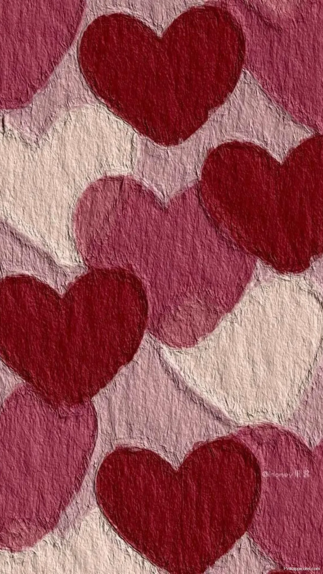 Textured Red Heart Wallpaper Artistic Crinkled Paper Effect for Phone Textured Red Heart Wallpaper Artistic Crinkled Paper Effect for Phone
