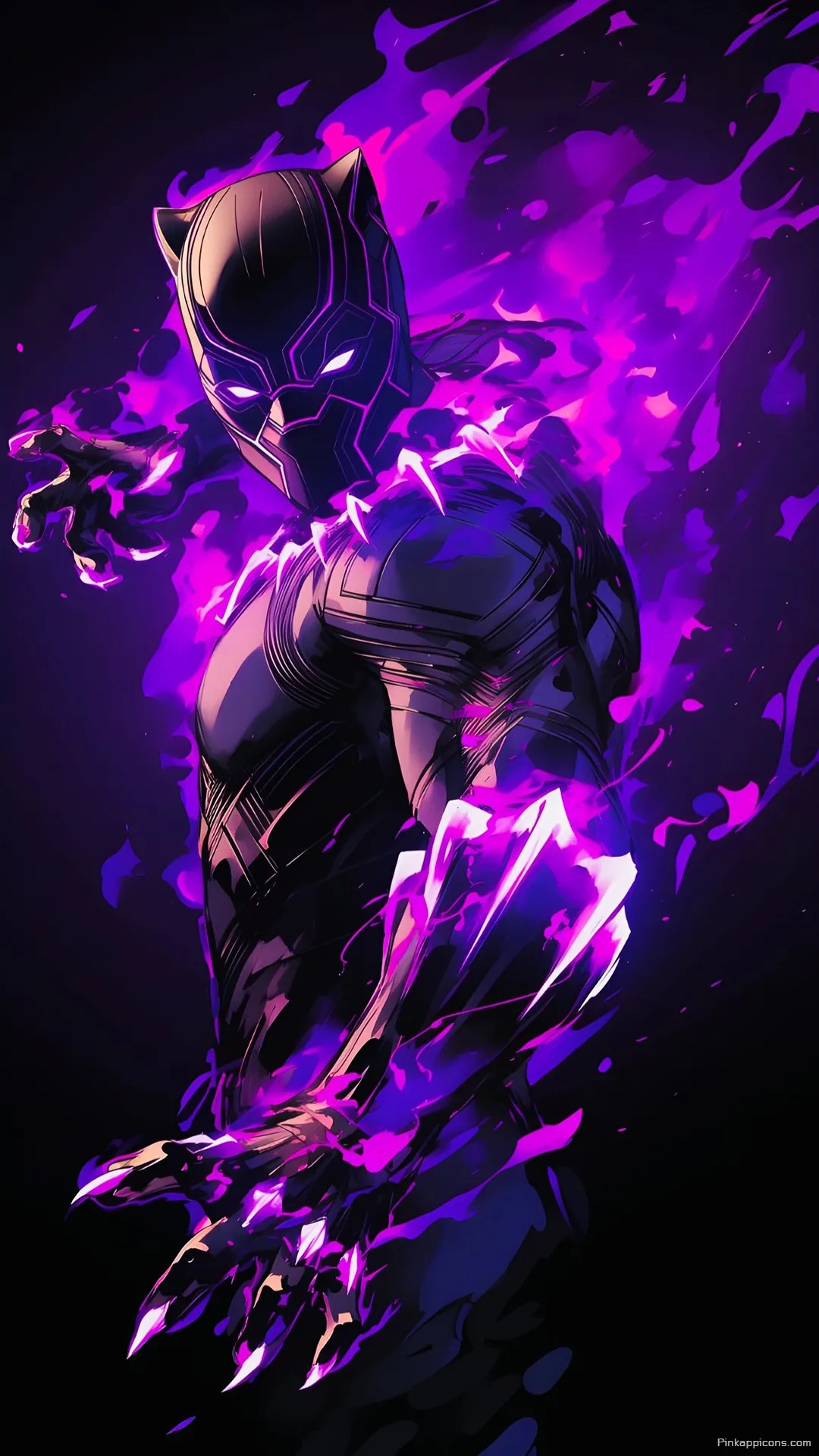 Vibrant Black Panther Purple Energy Cartoon Wallpaper for iPhone Vibrant Black Panther Purple Energy Cartoon Wallpaper for iPhone.
