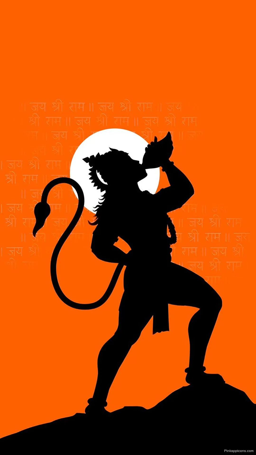 iPhone Hanuman Wallpaper Conch Blowing Silhouette on Orange Background iPhone Hanuman Wallpaper Conch Blowing Silhouette on Orange Background