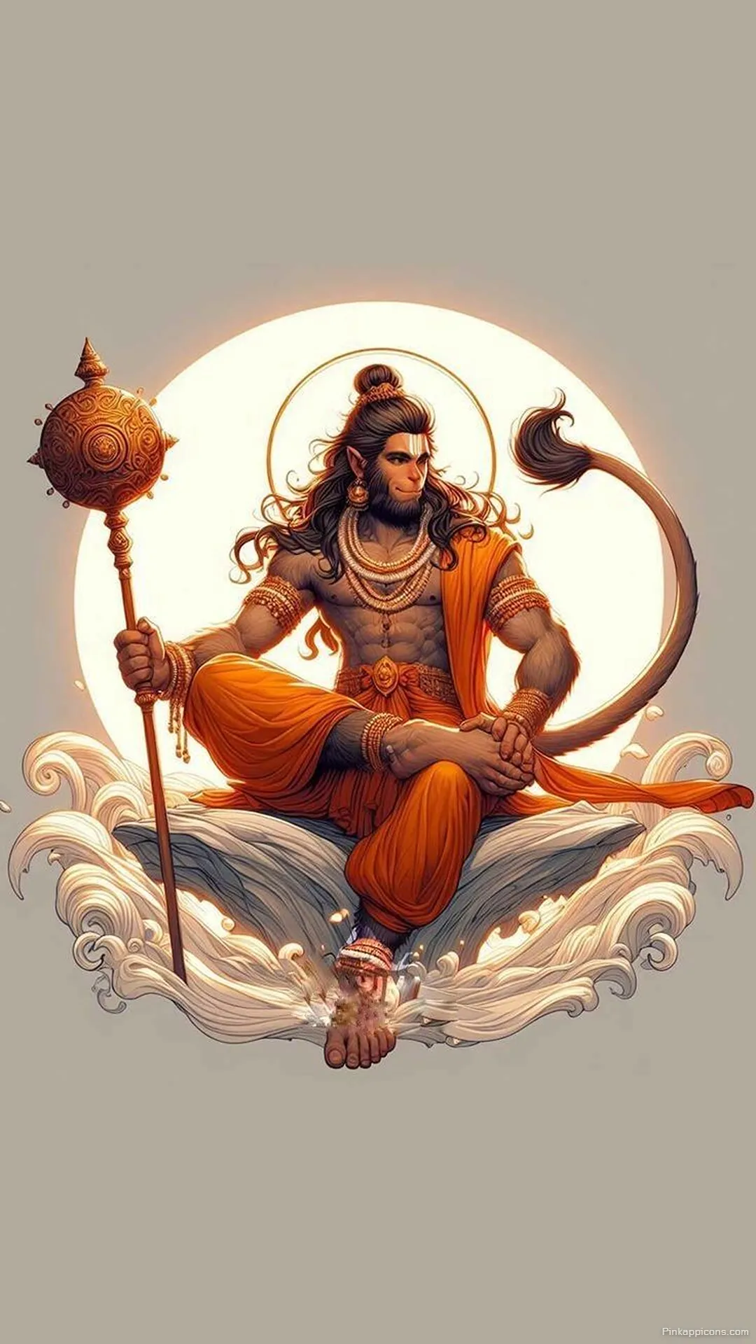 iPhone Hanuman Wallpaper Divine Lord Seated with Mace on Cloud iPhone Hanuman Wallpaper Divine Lord Seated with Mace on Cloud