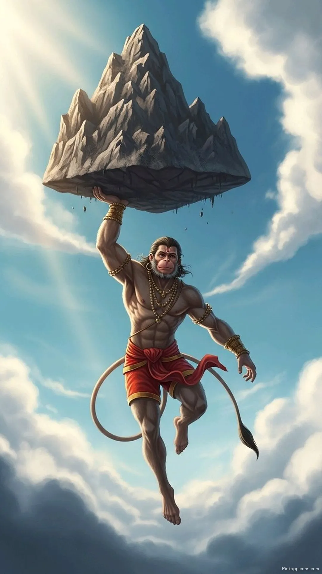 iPhone Hanuman Wallpaper Flying Lord with Sanjeevani Mountain iPhone Hanuman Wallpaper Flying Lord with Sanjeevani Mountain