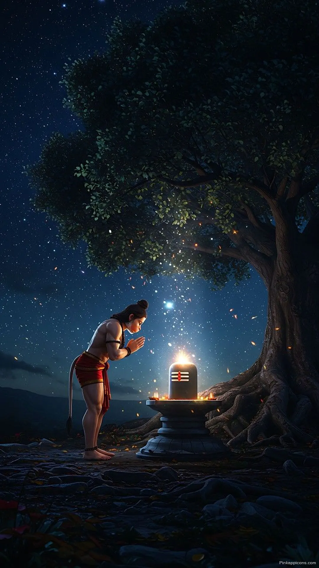 iPhone Hanuman Wallpaper Lord Shiva Devotion Under Starry Night Sky iPhone Hanuman Wallpaper Lord Shiva Devotion Under Starry Night Sky