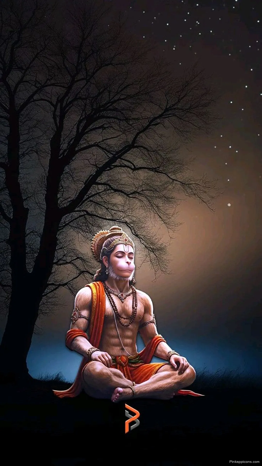 iPhone Hanuman Wallpaper Meditating Under the Stars Phone Background iPhone Hanuman Wallpaper Meditating Under the Stars Phone Background