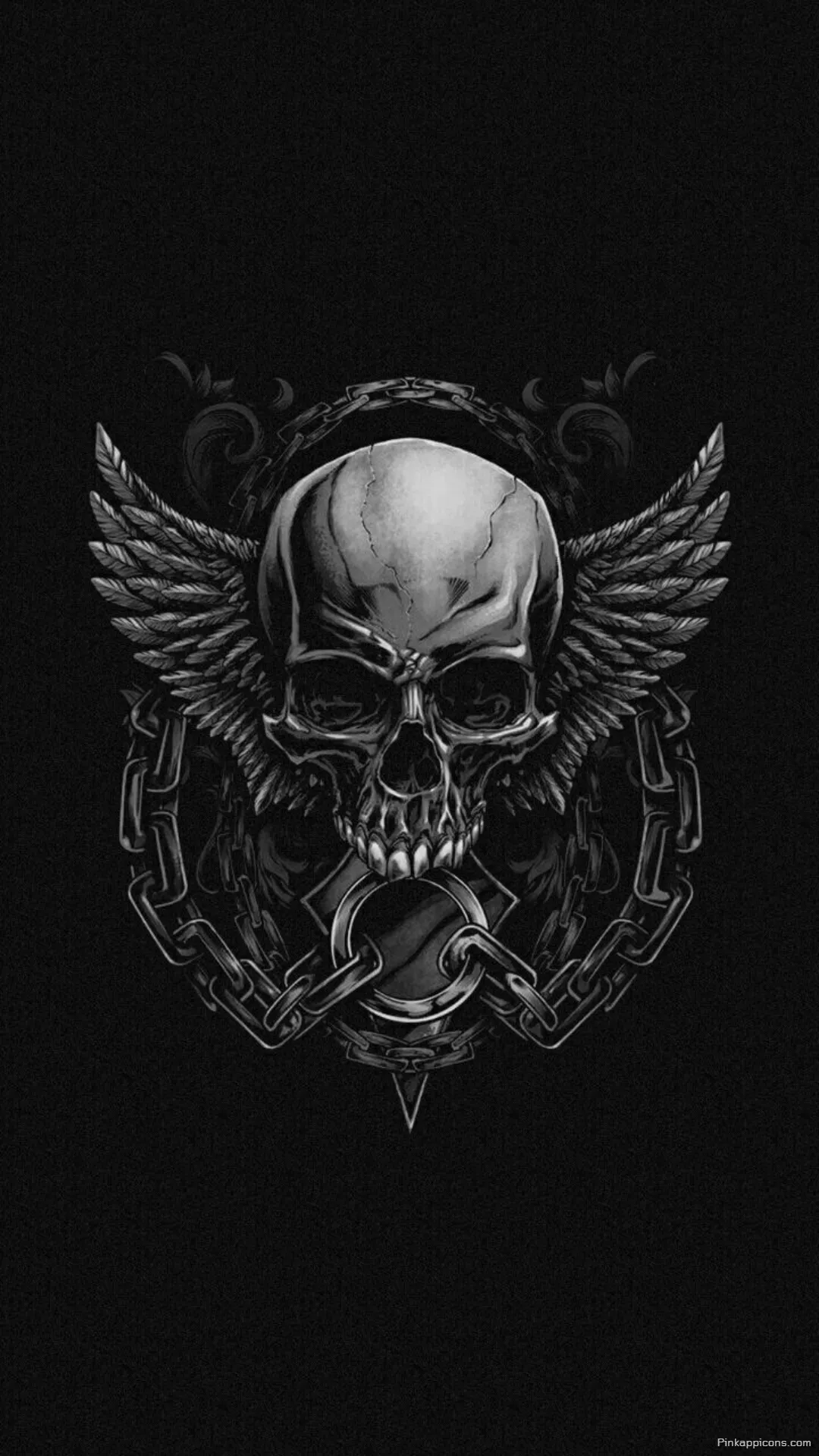A Skull Wallpaper Depicting the Macabre Beauty of a Skeleton with Wings A Skull Wallpaper Depicting the Macabre Beauty of a Skeleton with Wings