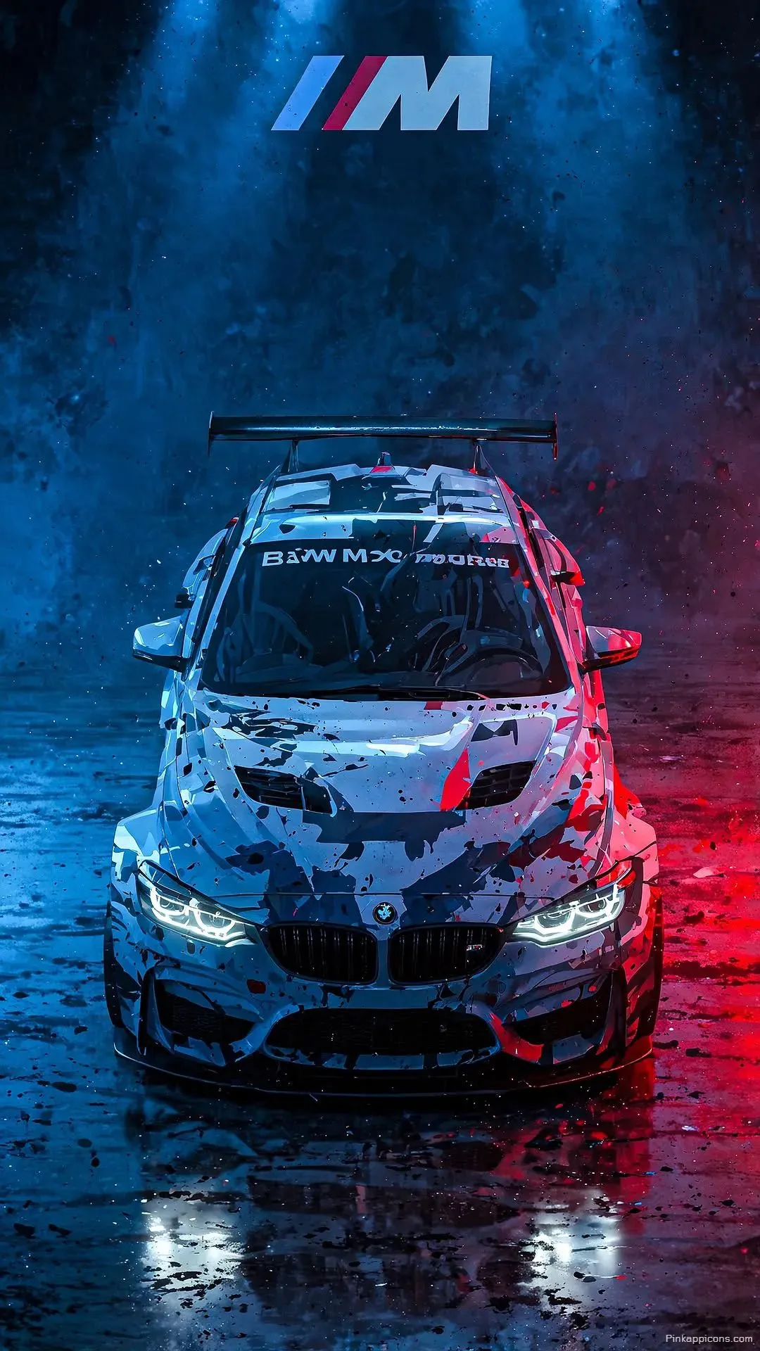 Abstract BMW Wallpaper for Phone M4 in Red and Blue Light Abstract BMW Wallpaper for Phone M4 in Red and Blue Light