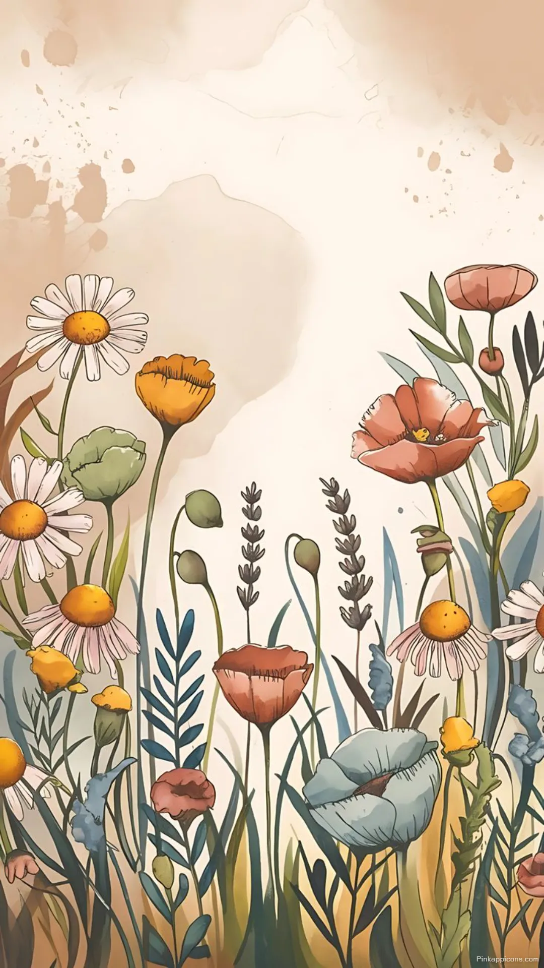 Aesthetic Floral Wallpaper with Field Flowers Aesthetic Floral Wallpaper with Field Flowers