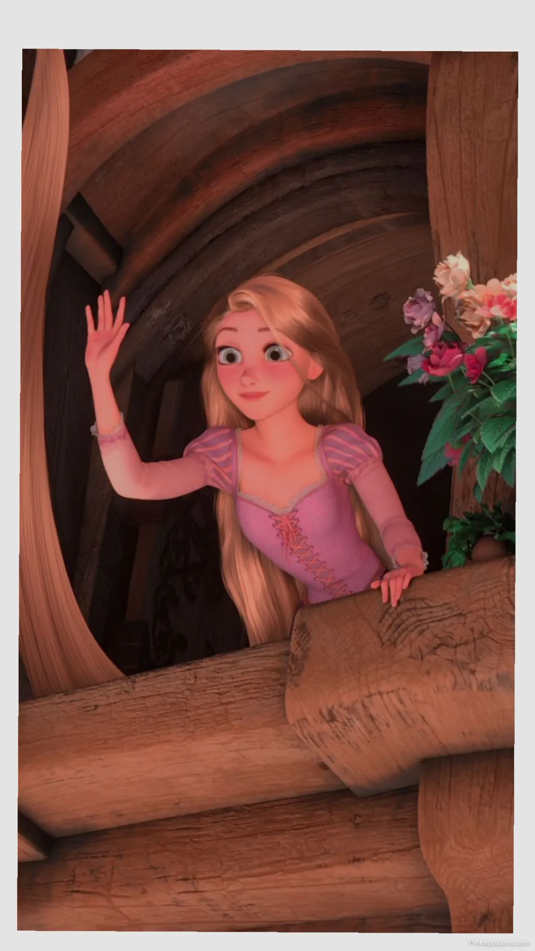 Aesthetic Princess Wallpaper of Rapunzel With Long Blonde Hair Waving From Her Tower for Phone Aesthetic Princess Wallpaper of Rapunzel With Long Blonde Hair Waving From Her Tower for Phone