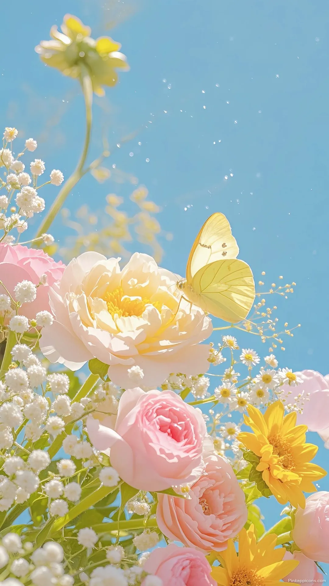 Aesthetic Spring Wallpaper with Flowers and Butterfly Aesthetic Spring Wallpaper with Flowers and Butterfly