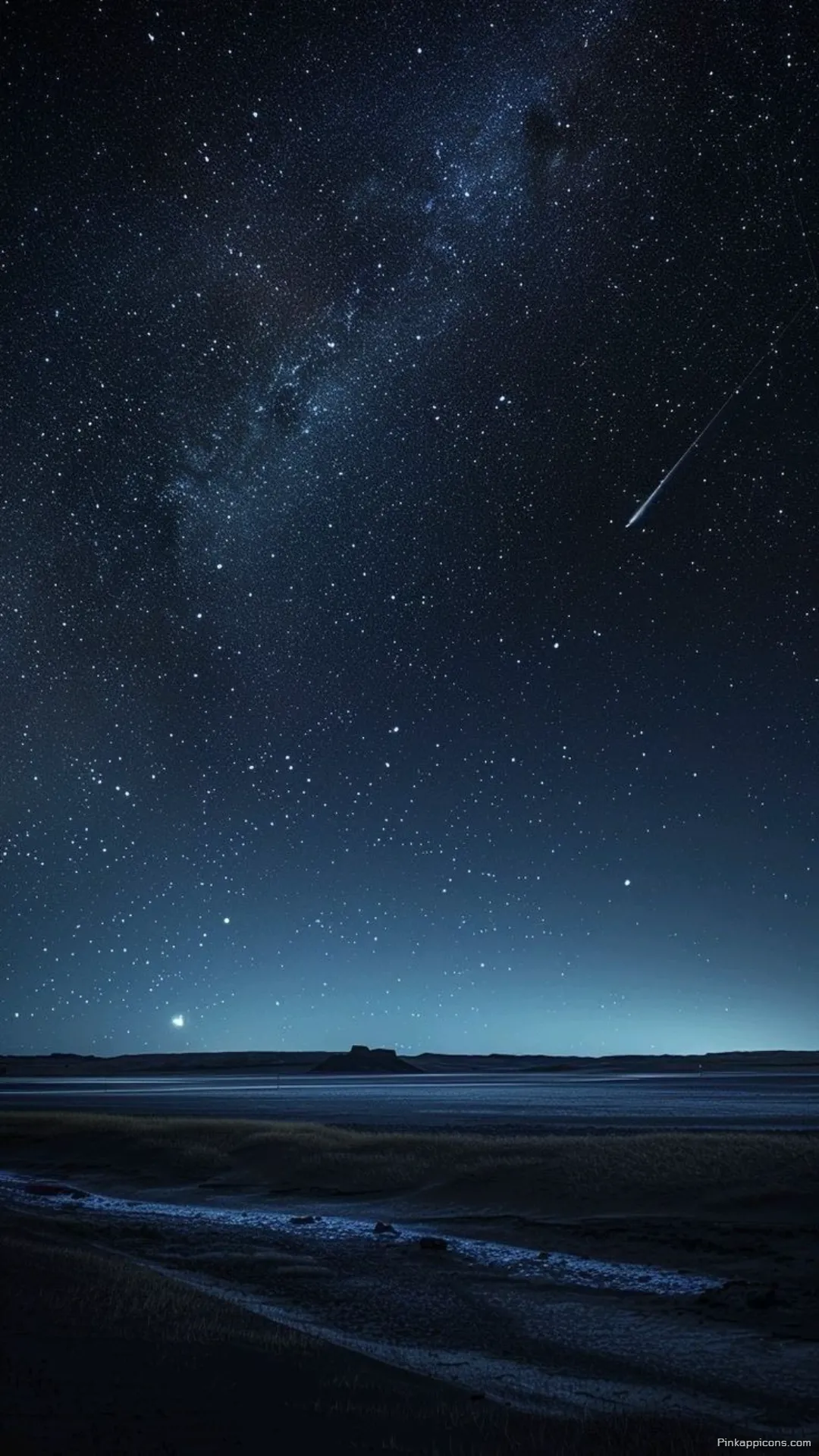 Aesthetic Star Wallpaper A Tranquil Night Scene with a Meteor and Moon for Your Phone Aesthetic Star Wallpaper A Tranquil Night Scene with a Meteor and Moon for Your Phone