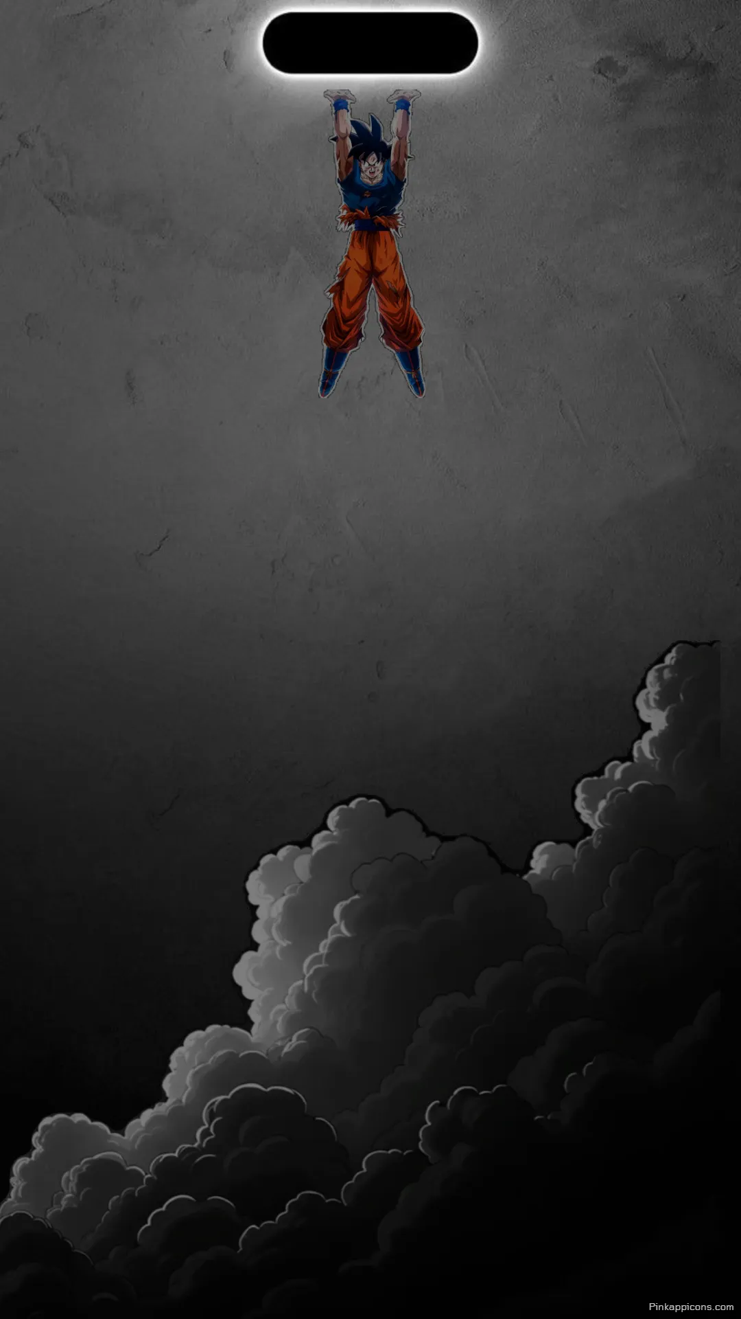 Amazing iPhone Wallpaper Goku holding onto the notch a cool and creative wallpaper Amazing iPhone Wallpaper Goku holding onto the notch, a cool and creative wallpaper.