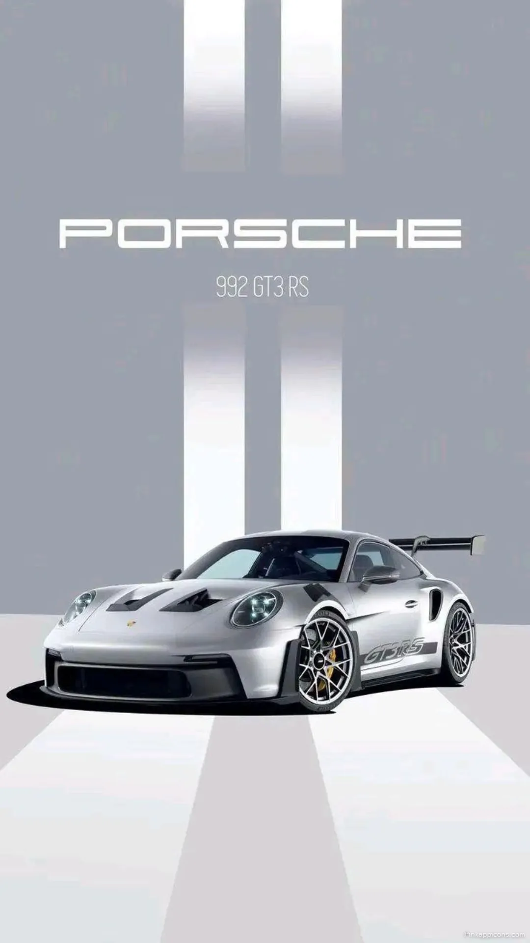 Artistic Silver Porsche 992 GT3 RS with Graphic Background A Cool Porche Wallpaper Artistic Silver Porsche 992 GT3 RS with Graphic Background A Cool Porche Wallpaper