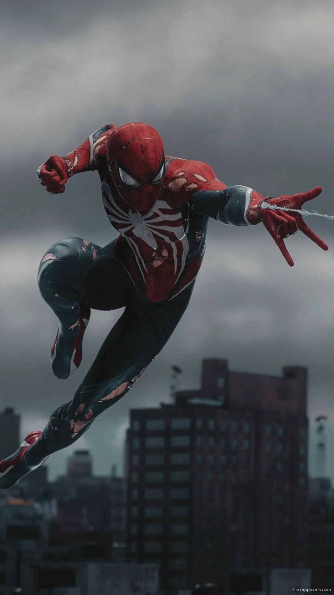 Battle Damaged Spider Man Advanced Suit Phone Wallpaper Dynamic Action Hero Background Battle-Damaged Spider-Man Advanced Suit Phone Wallpaper Dynamic Action Hero Background.