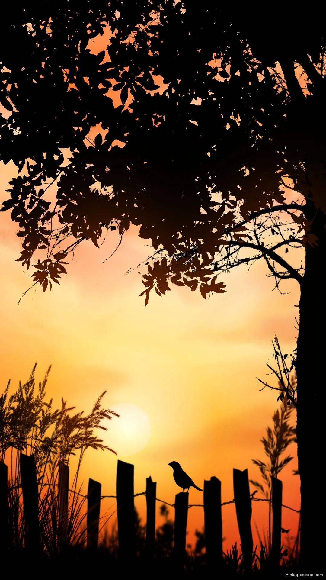 Beautiful Countryside Sunset Wallpaper with a Bird Beautiful Countryside Sunset Wallpaper with a Bird