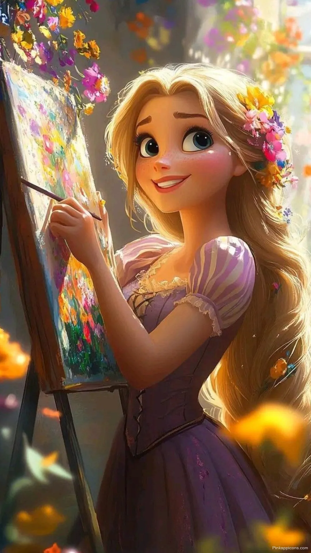 Beautiful Princess Wallpaper of the Talented Artist Rapunzel Painting in a Garden of Flowers Beautiful Princess Wallpaper of the Talented Artist Rapunzel Painting in a Garden of Flowers