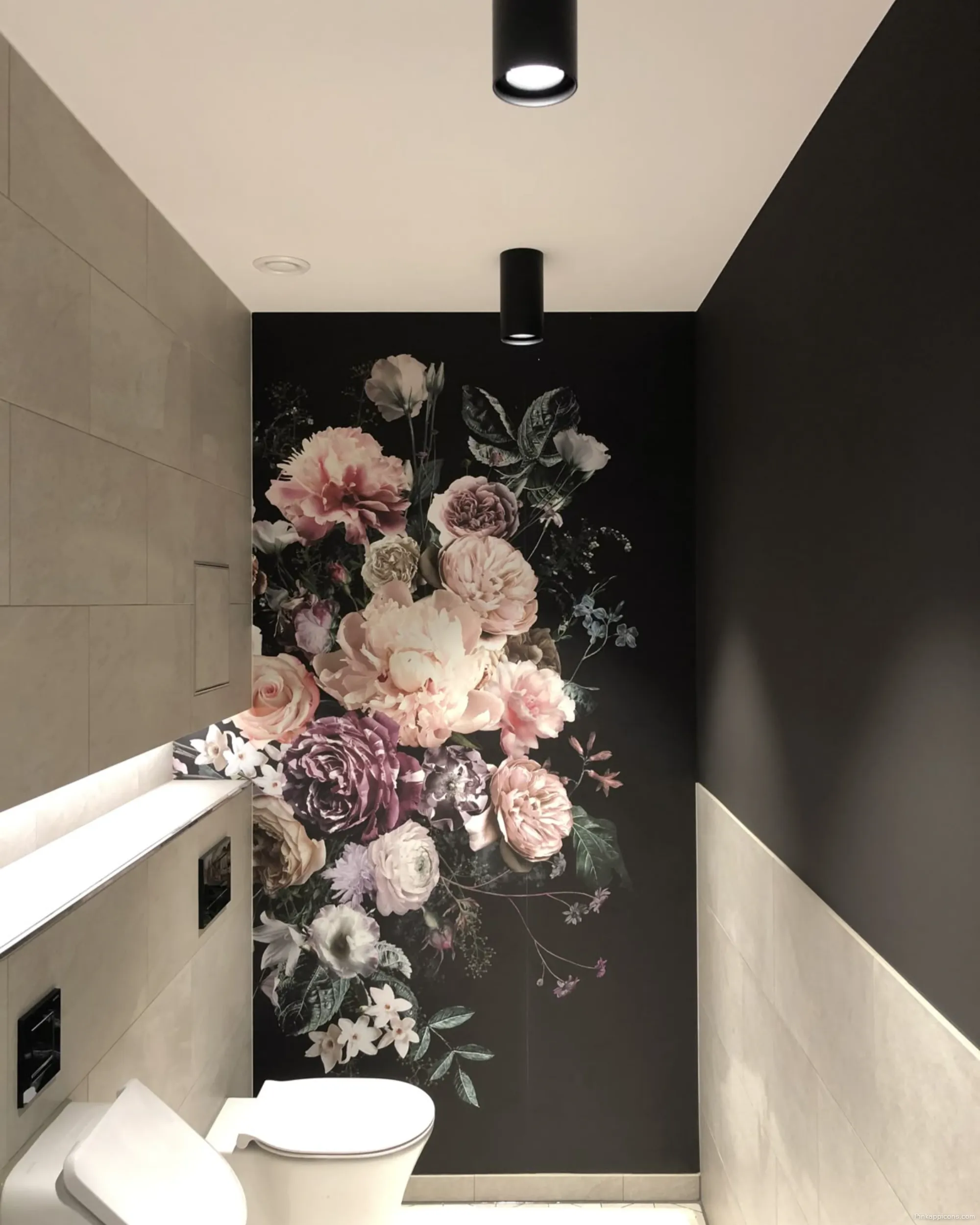 Bold Flower Accent Wall Bathroom Wallpaper Ideas Dramatic Design Bold Flower Accent Wall Bathroom Wallpaper Ideas Dramatic Design