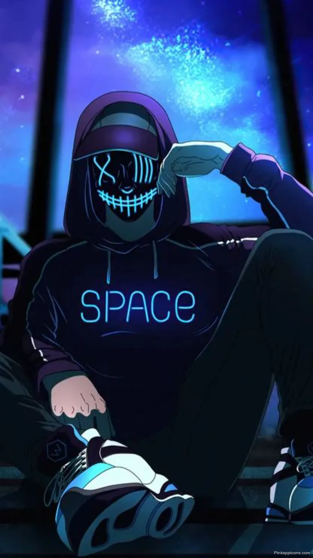 Boys Wallpaper HD Awesome Animated Guy with a Neon Mask and a Starry Sky Boys Wallpaper HD Awesome Animated Guy with a Neon Mask and a Starry Sky