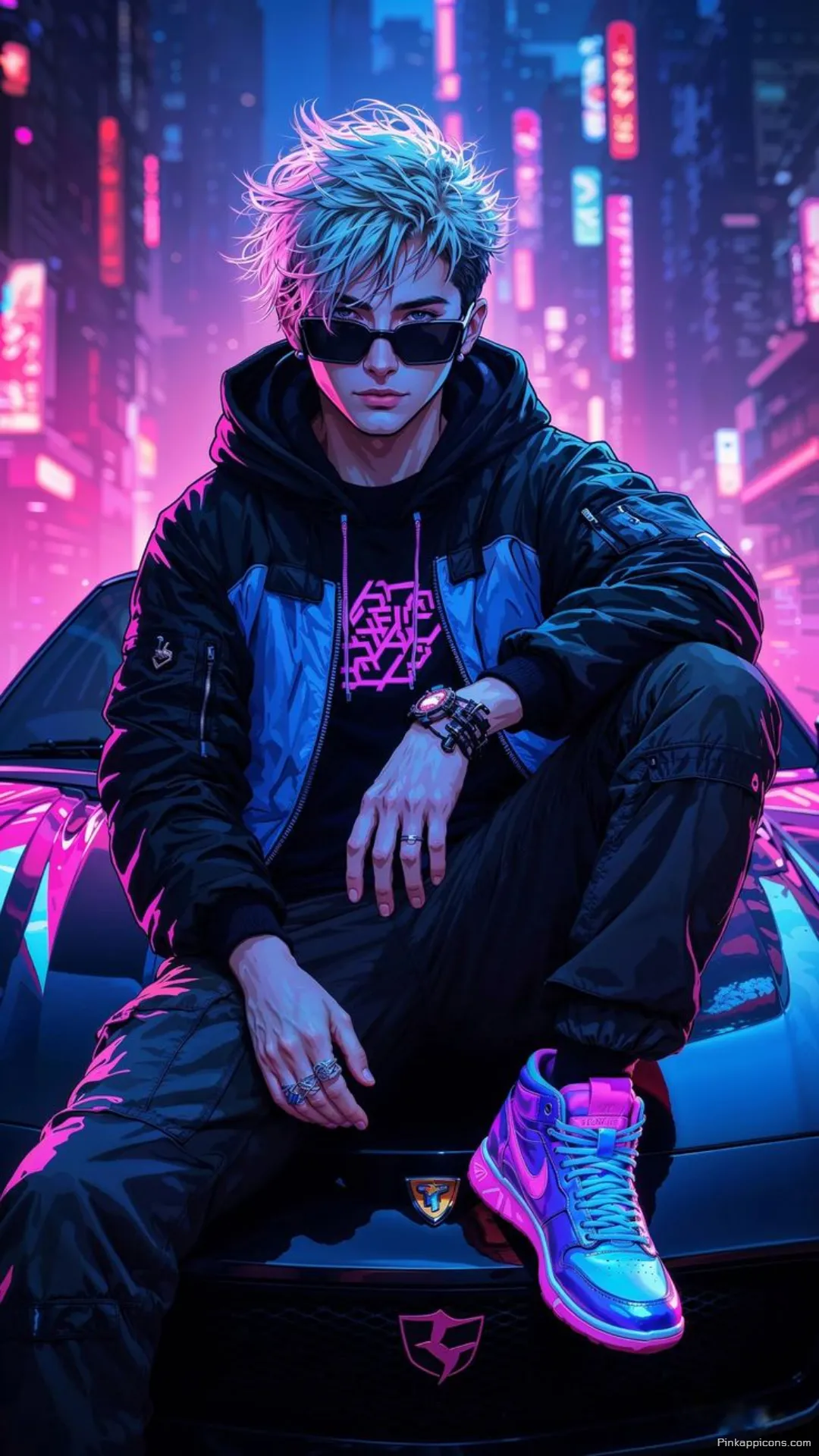 Boys Wallpaper HD Awesome Anime Guy in a Neon City with a Car Boys Wallpaper HD Awesome Anime Guy in a Neon City with a Car