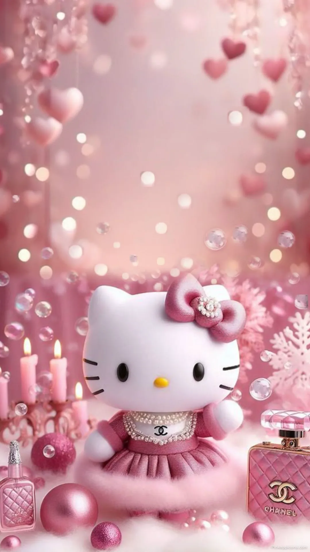 Chic Bubbly Chanel Inspired Hello Kitty Wallpaper Aesthetic Chic & Bubbly Chanel-Inspired Hello Kitty Wallpaper Aesthetic