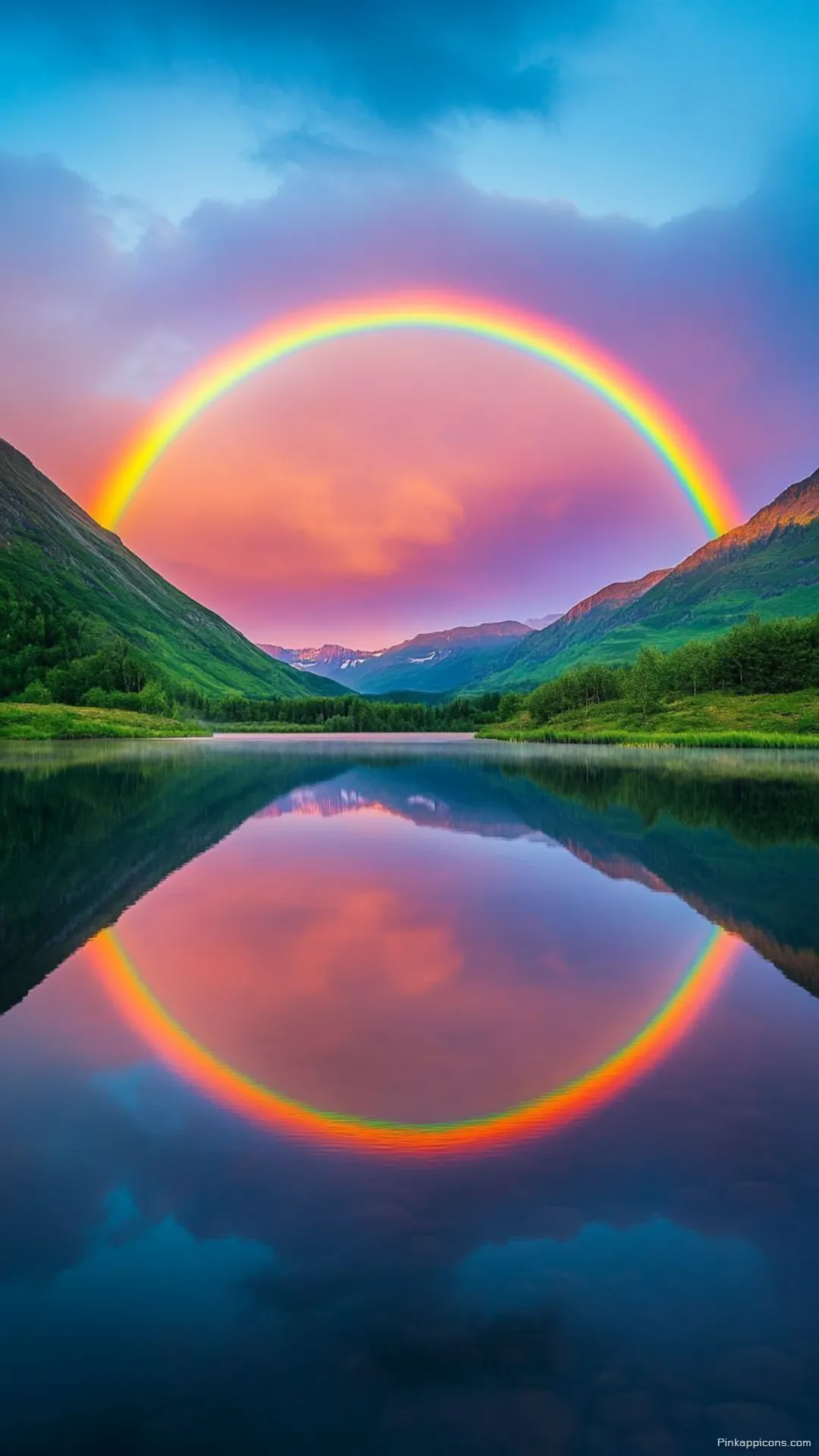 Circular Rainbow Wallpaper Stunning Mountain Lake Reflection for Your Phone Circular Rainbow Wallpaper Stunning Mountain Lake Reflection for Your Phone