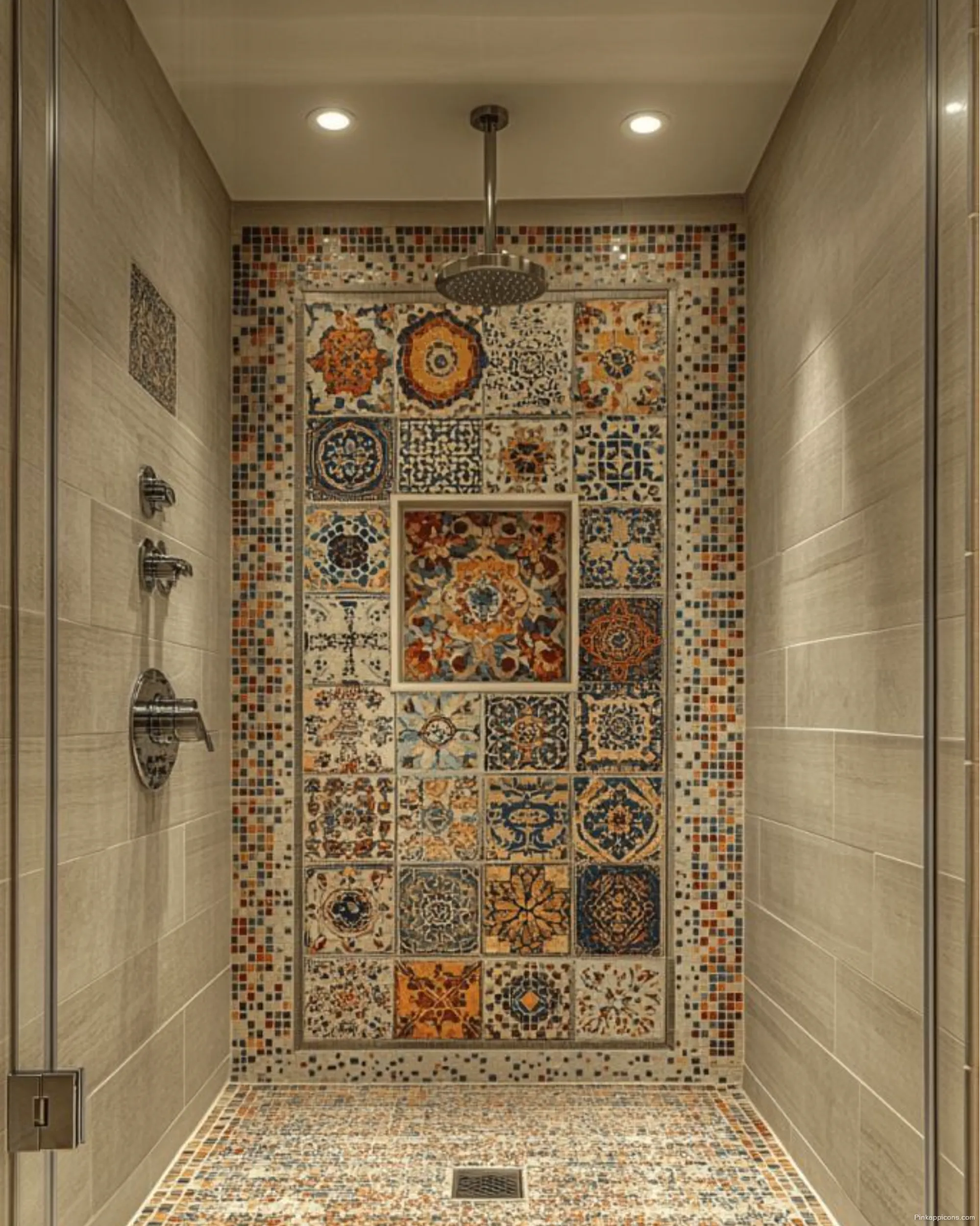 Colorful Patchwork Tile Bathroom Wallpaper Ideas Eclectic Shower Design Colorful Patchwork Tile Bathroom Wallpaper Ideas Eclectic Shower Design