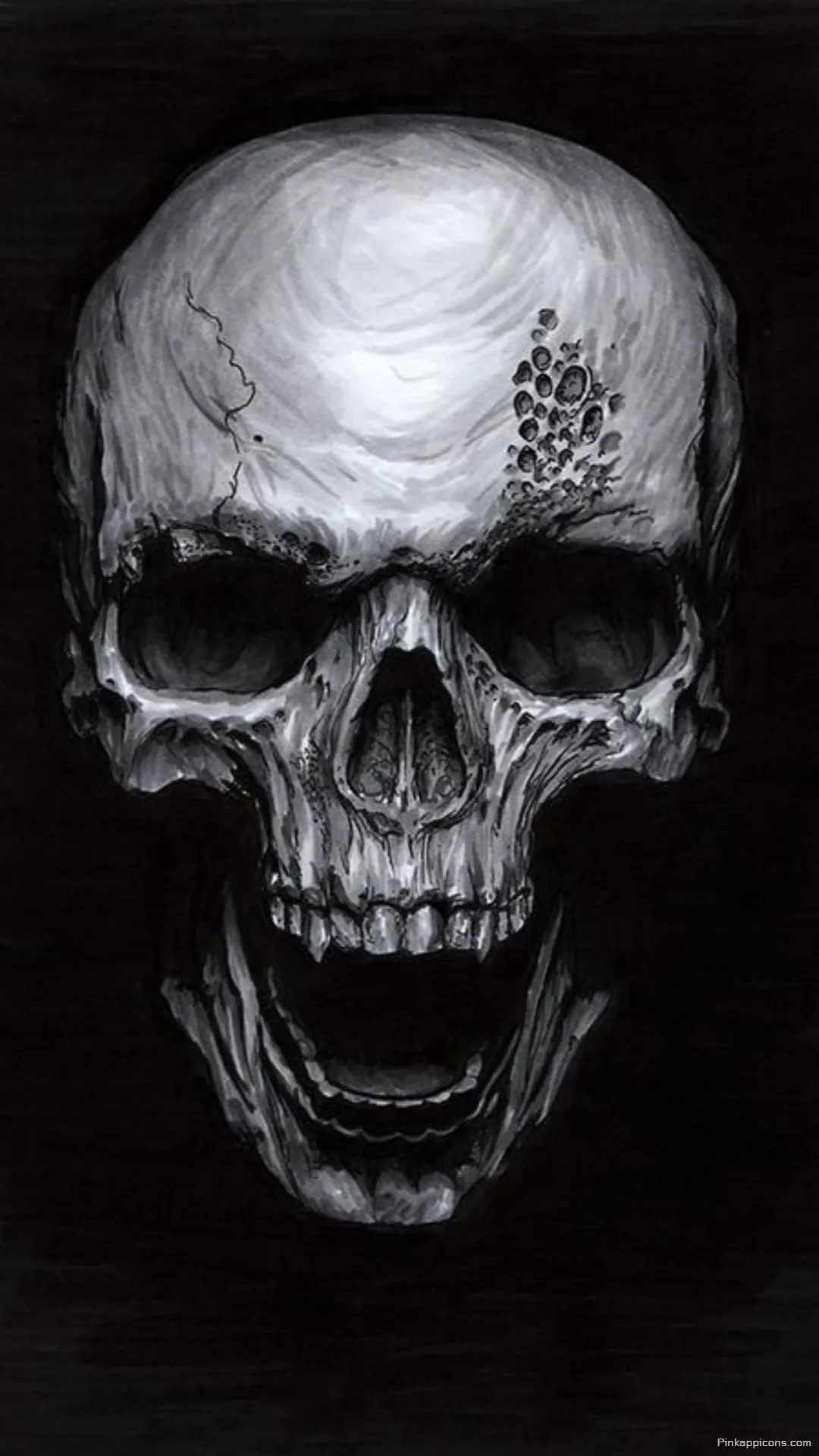 Cracked and Creepy A Skull Wallpaper with an Eerie and Moody Vibe Cracked and Creepy A Skull Wallpaper with an Eerie and Moody Vibe