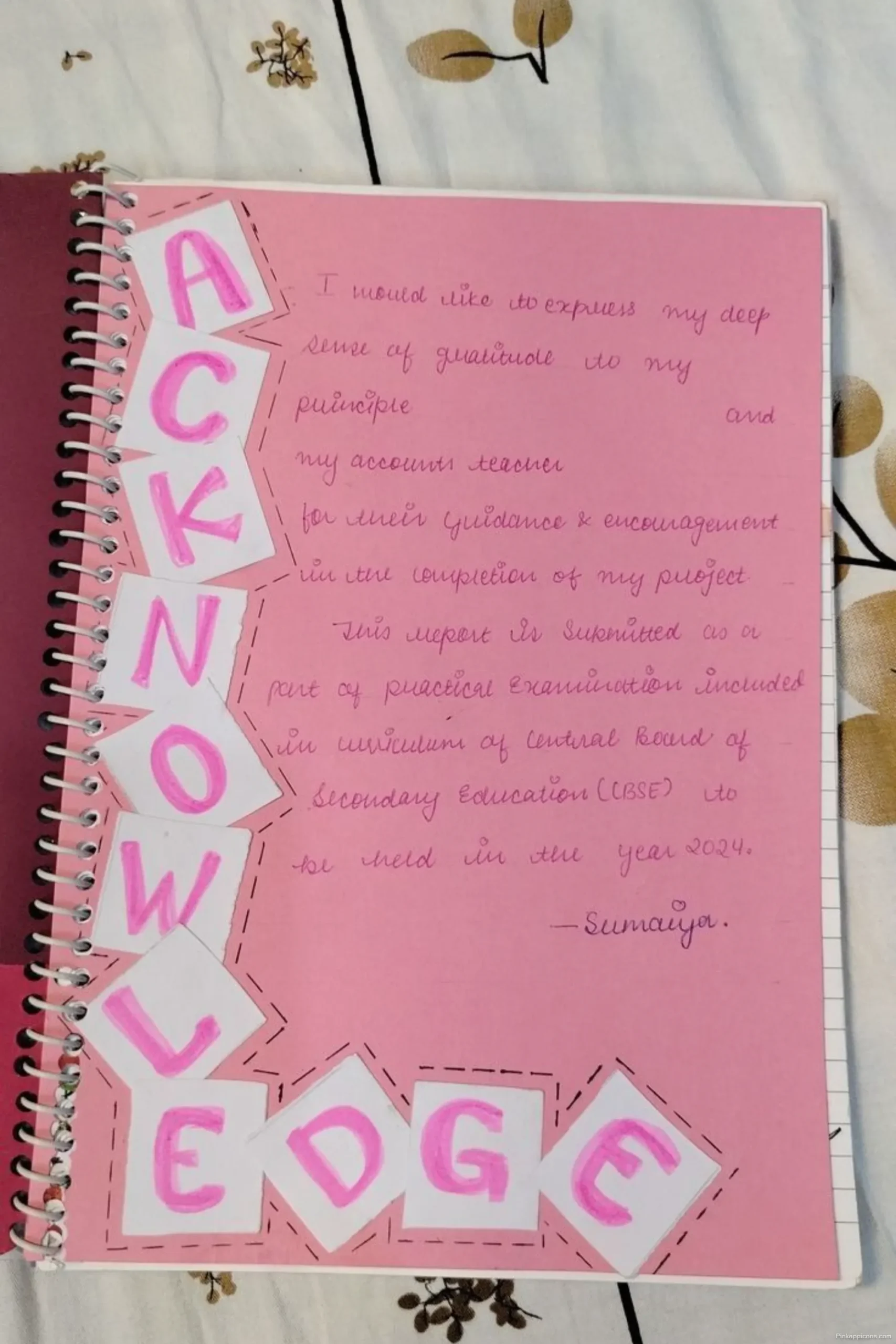 Creative Pink Themed School Project Front Page Design Sample Acknowledgement Ideas scaled Creative Pink Themed School Project Front Page Design Sample Acknowledgement Ideas