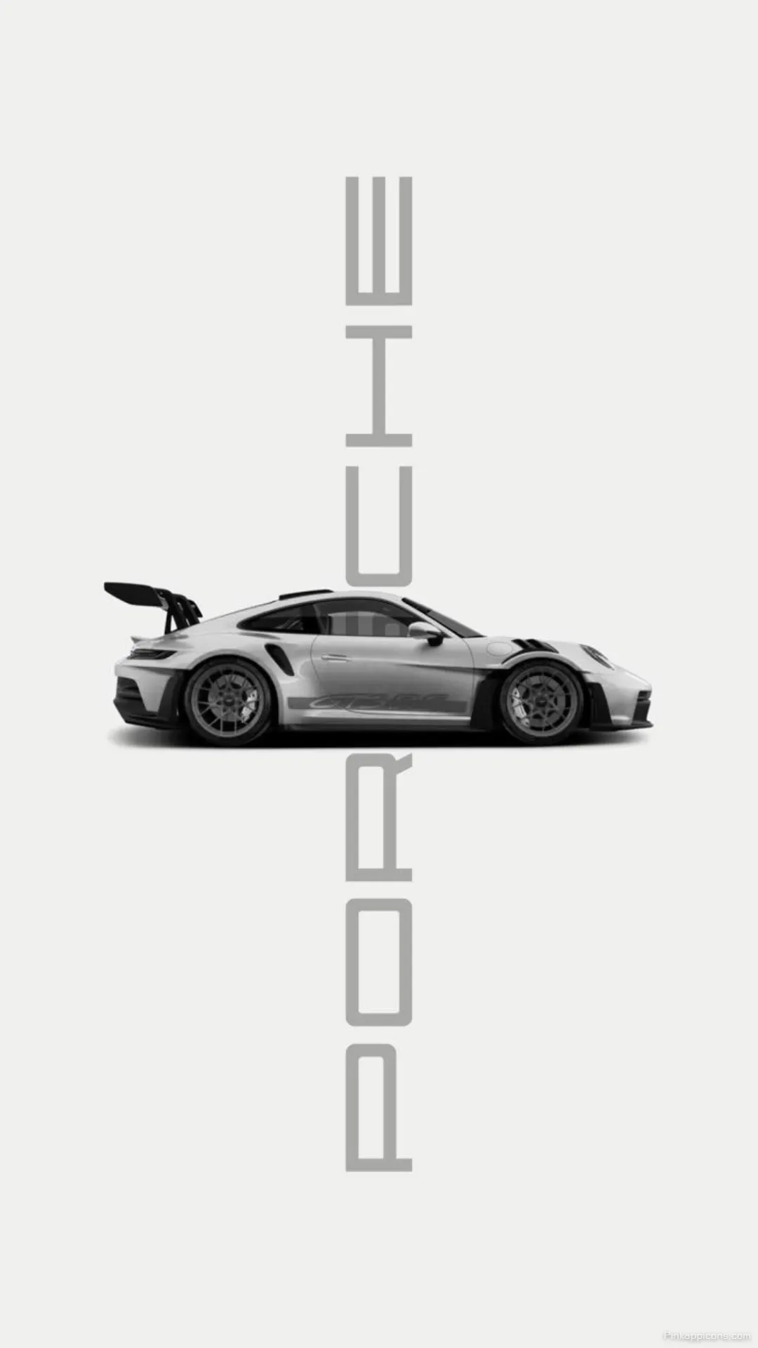 Creative White Porsche GT3 RS with Vertical Text Design A Modern Porche Wallpaper for phones Creative White Porsche GT3 RS with Vertical Text Design A Modern Porche Wallpaper for phones