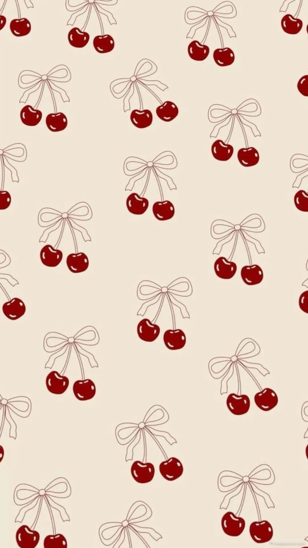 Cute Cherry Bow Wallpaper Seamless Retro Pattern Phone Background Cute Cherry Bow Wallpaper Seamless Retro Pattern Phone Background