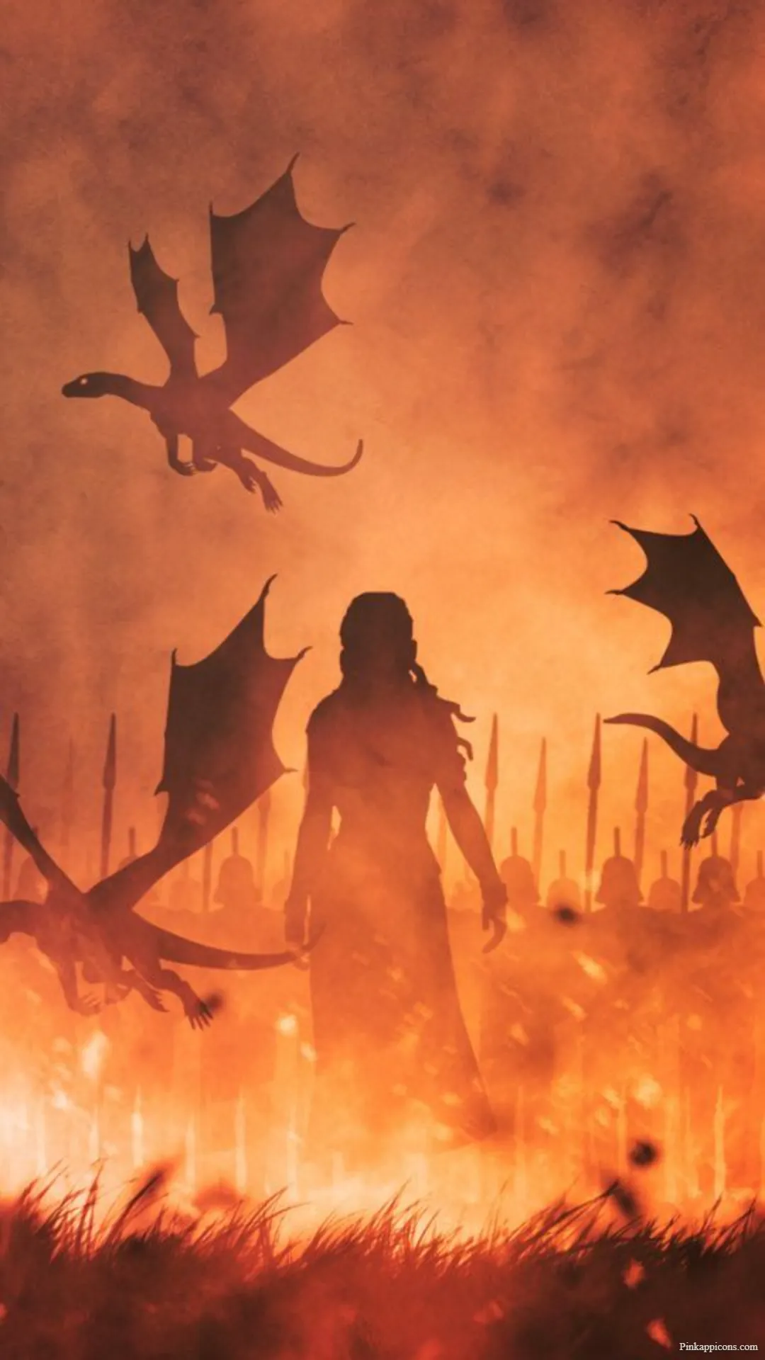 Daenerys and Her Three Dragons in the Flames Game of Thrones Wallpaper Daenerys and Her Three Dragons in the Flames Game of Thrones Wallpaper.