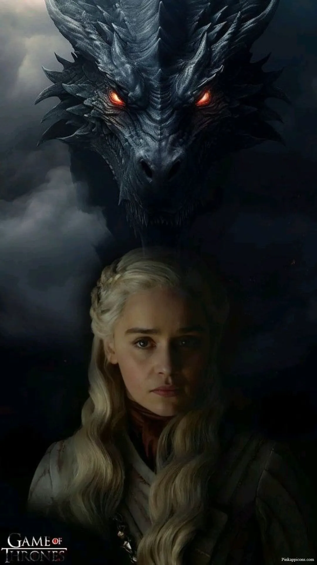 Daenerys with the Fearsome Drogon Glowing Eyes Game of Thrones Wallpaper Daenerys with the Fearsome Drogon Glowing Eyes Game of Thrones Wallpaper.