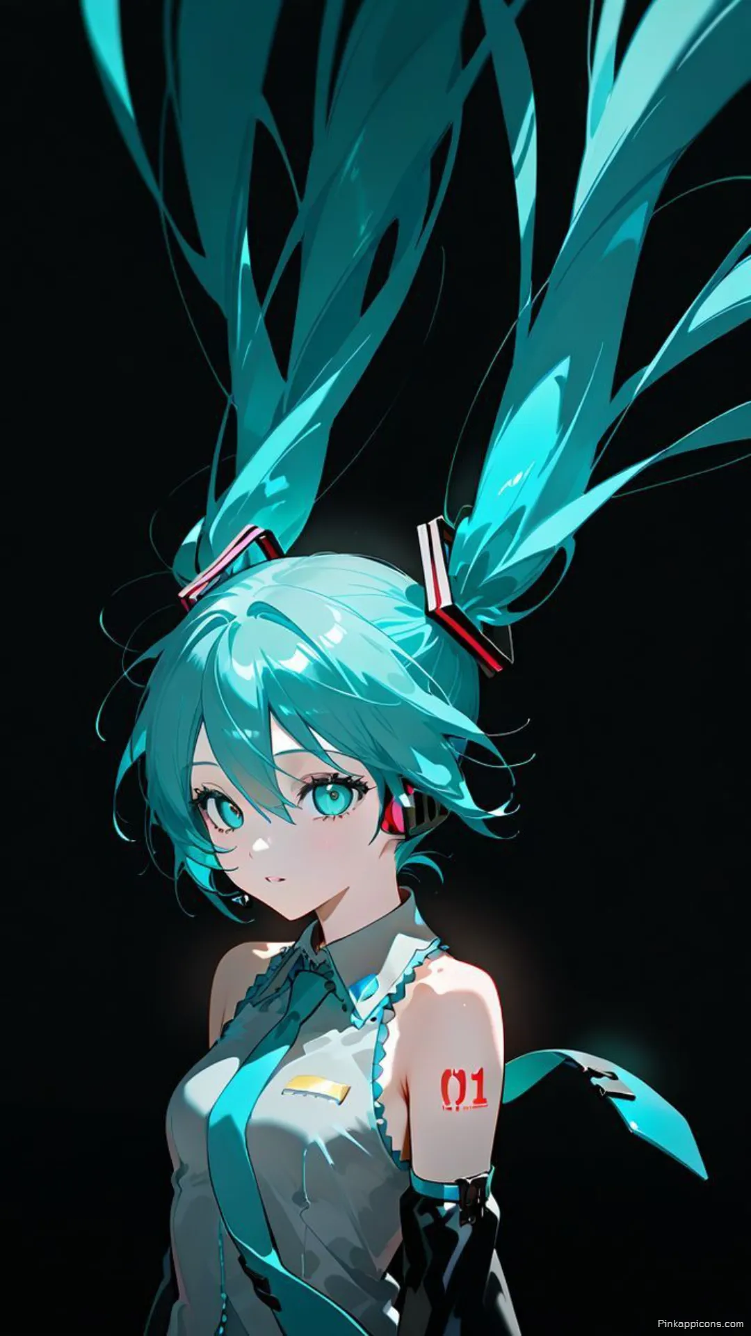 Dark Background Miku Wallpaper Glowing Hatsune Miku Phone Background Dark Background Miku Wallpaper Glowing Hatsune Miku Phone Background