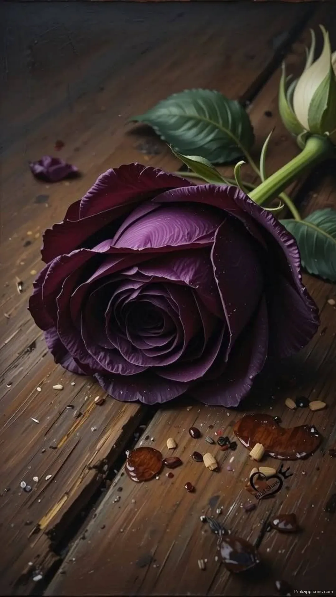 Dark Purple Rose Wallpaper on Rustic Wood Elegant Floral Phone Background Dark Purple Rose Wallpaper on Rustic Wood – Elegant Floral Phone Background