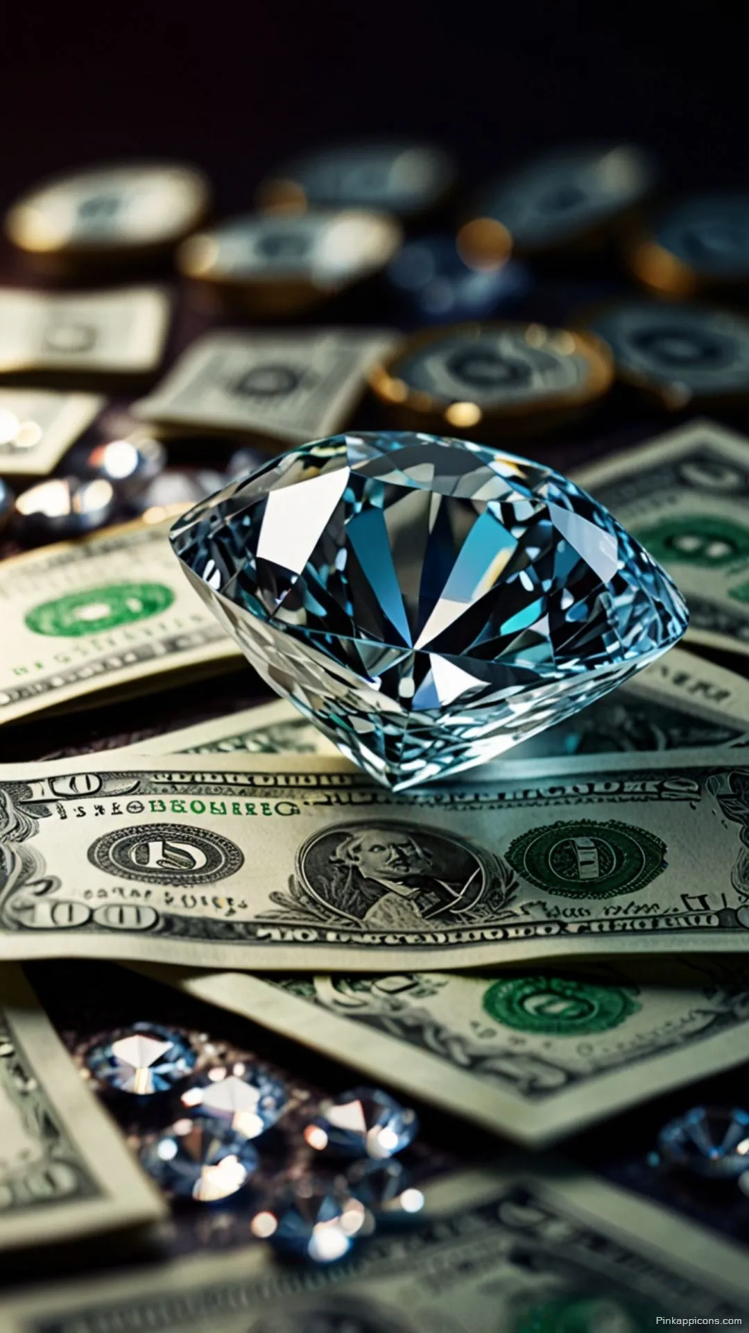 Diamond on Cash Money Wallpaper for Phone Luxury Design Diamond on Cash Money Wallpaper for Phone Luxury Design