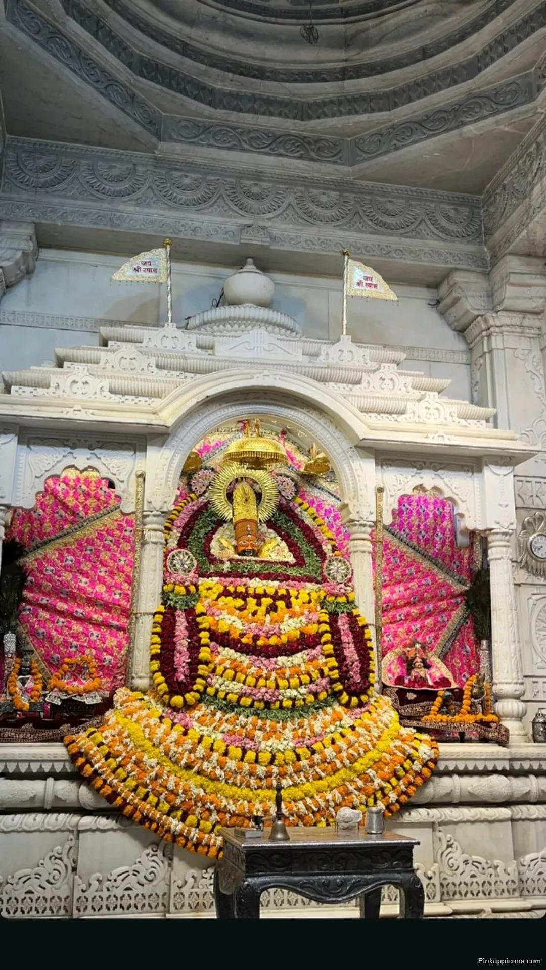Divine Flags Floral Glory Grand Khatushyam Ji Wallpaper Inspiring Temple View for Your Phone Divine Flags & Floral Glory Grand Khatushyam Ji Wallpaper, Inspiring Temple View for Your Phone