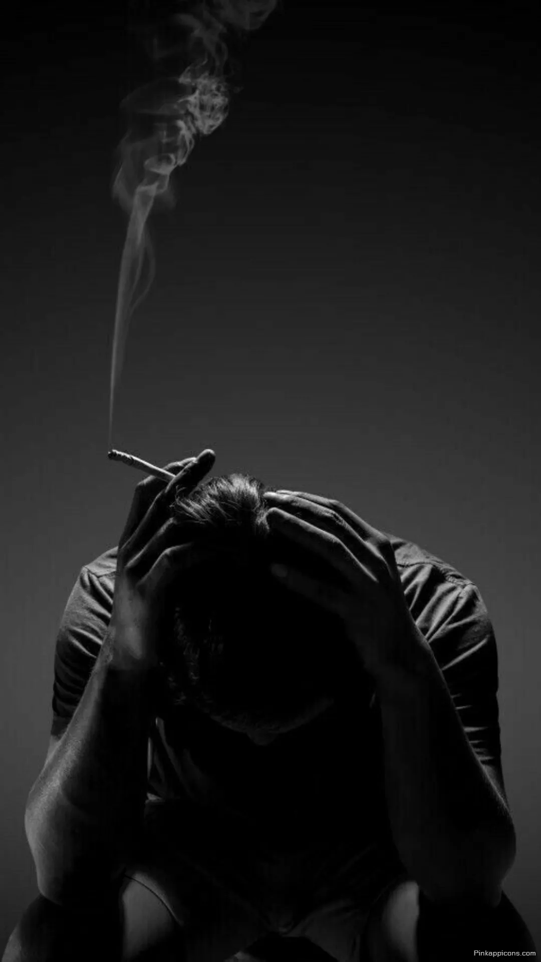 Drowning in Despair A Sad Wallpaper for Your Phone with a Smoking Silhouette Drowning in Despair A Sad Wallpaper for Your Phone with a Smoking Silhouette