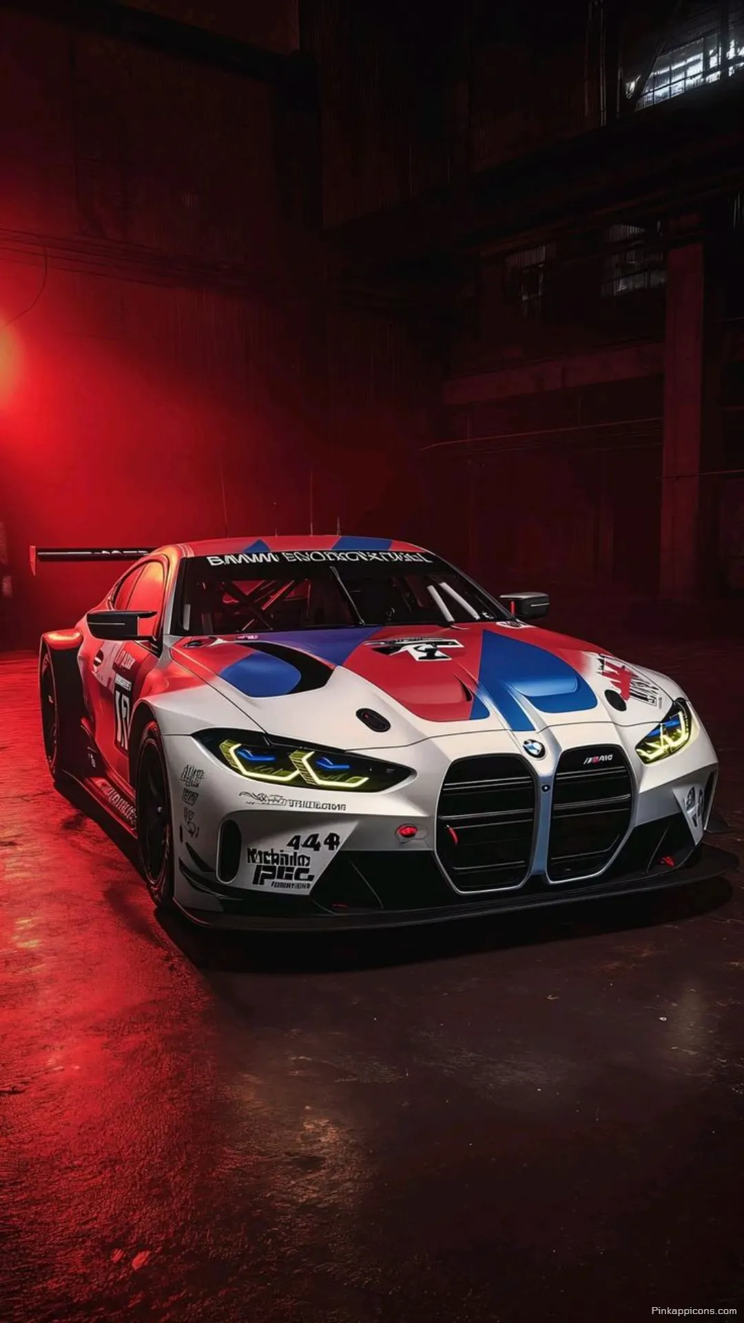Dynamic BMW Wallpaper of a Stylish Race Car in a Dark Garage Dynamic BMW Wallpaper of a Stylish Race Car in a Dark Garage