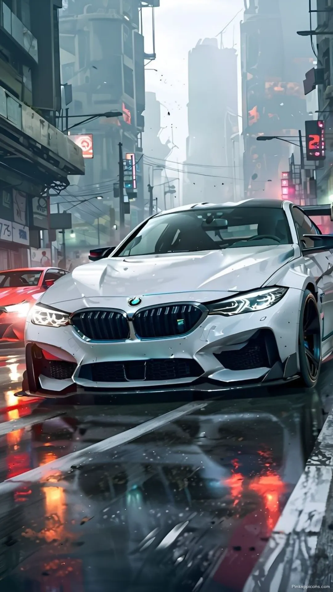 Dynamic BMW Wallpaper with a High Performance Car in a Cityscape Dynamic BMW Wallpaper with a High-Performance Car in a Cityscape