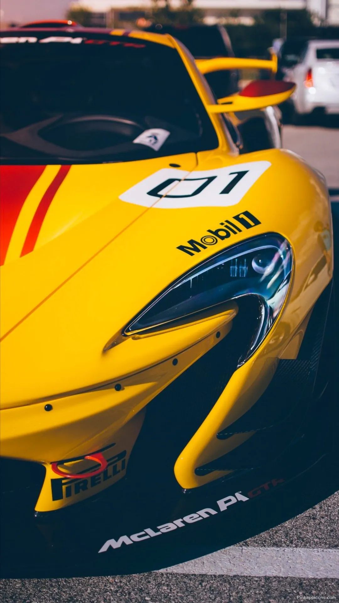 Dynamic McLaren Wallpaper Front View of Yellow Supercar with Mobil 1 Livery for Mobile Dynamic McLaren Wallpaper – Front View of Yellow Supercar with Mobil 1 Livery for Mobile