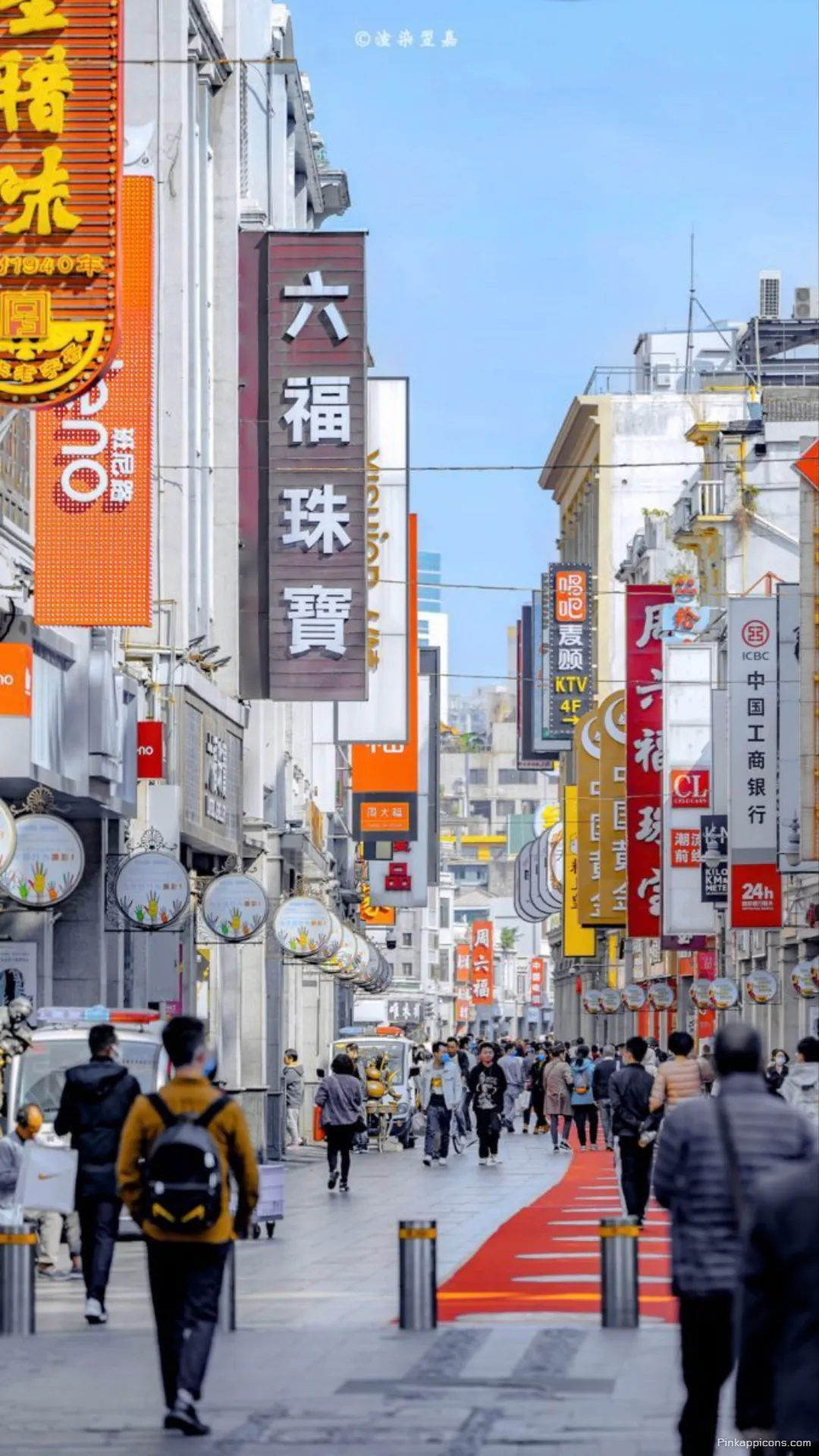 Dynamic pedestrian avenue filled with colorful storefronts a captivating city life Tokyo wallpaper for your mobile Dynamic pedestrian avenue filled with colorful storefronts, a captivating city life Tokyo wallpaper for your mobile
