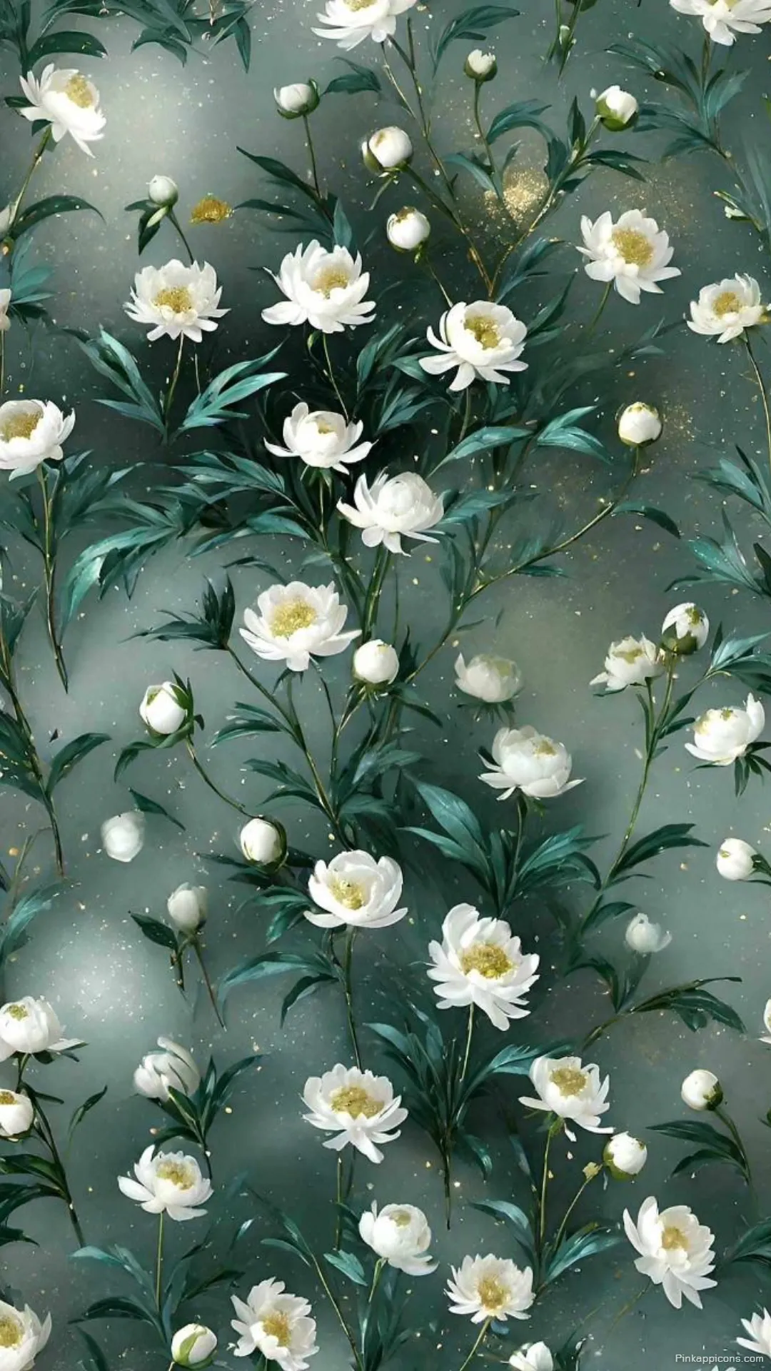 Elegant Floral Wallpaper with White Flowers Elegant Floral Wallpaper with White Flowers