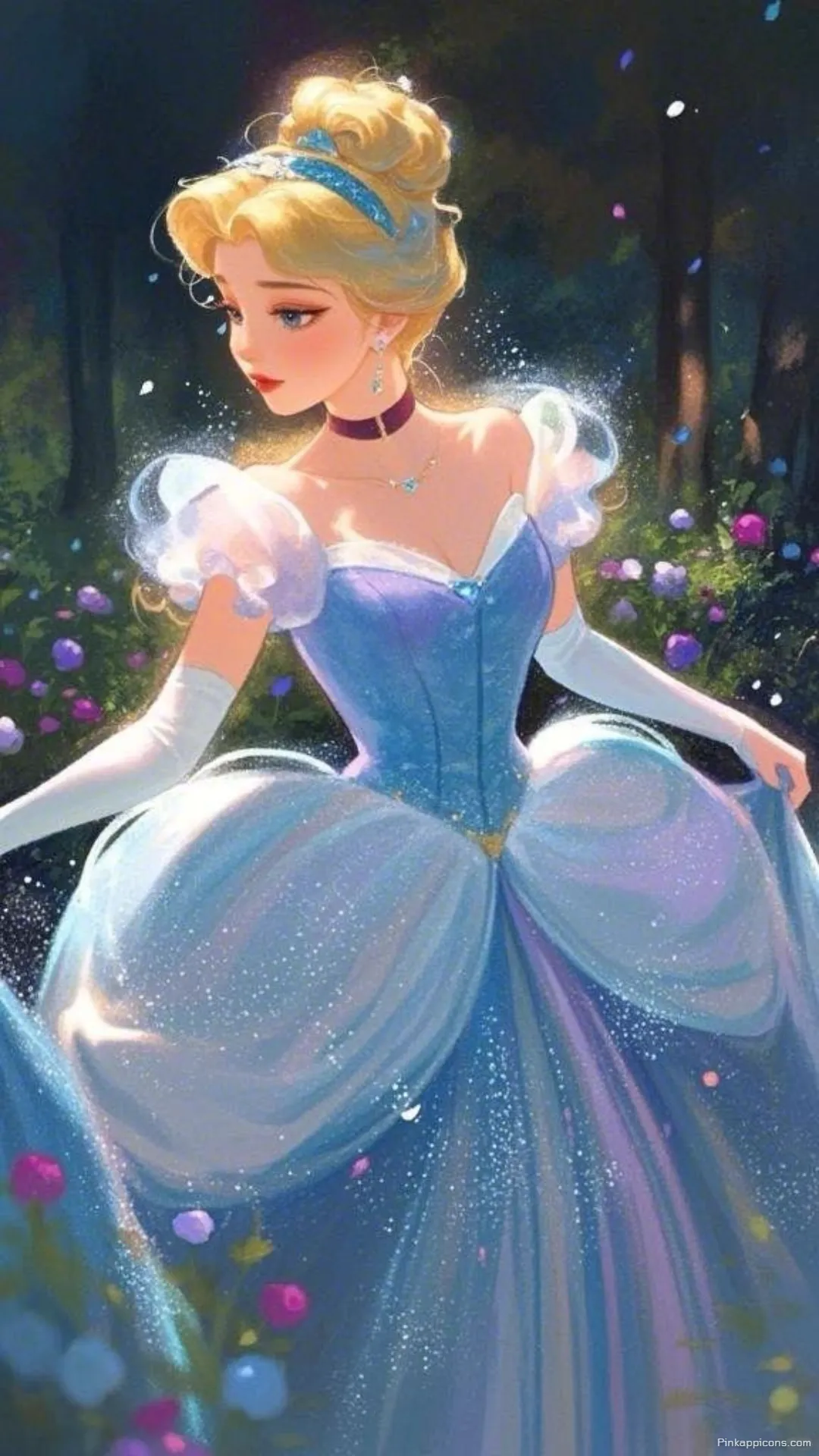 Enchanting Fairytale Princess Wallpaper of a Beautiful Cinderella in a Magical Forest Setting Enchanting Fairytale Princess Wallpaper of a Beautiful Cinderella in a Magical Forest Setting
