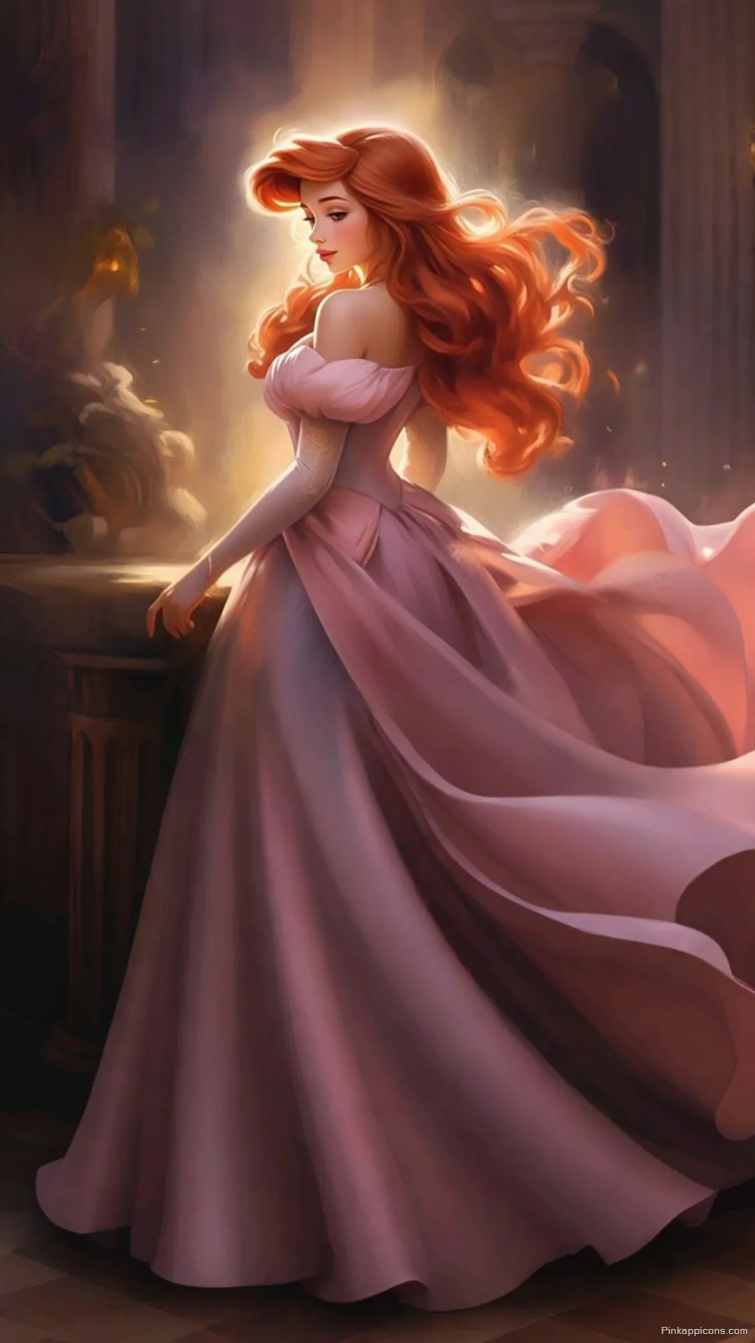 Enchanting Fairytale Princess Wallpaper of a Woman With Fiery Hair in a Beautiful Gown Enchanting Fairytale Princess Wallpaper of a Woman With Fiery Hair in a Beautiful Gown