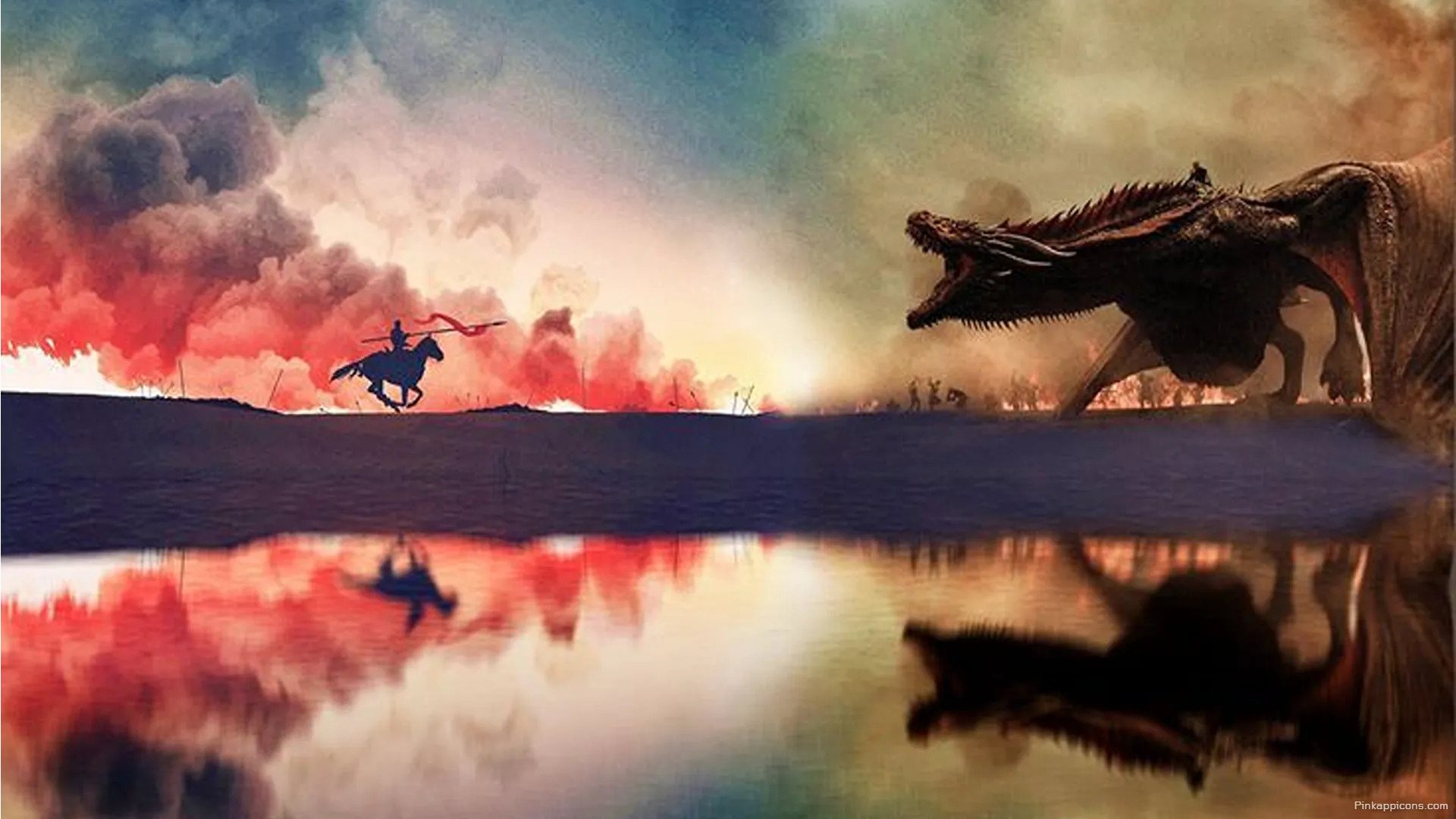 Epic Dragon Battle 8K Wallpaper for PC Knight and Dragon Reflected in Fiery Landscape Epic Dragon Battle 8K Wallpaper for PC Knight and Dragon Reflected in Fiery Landscape